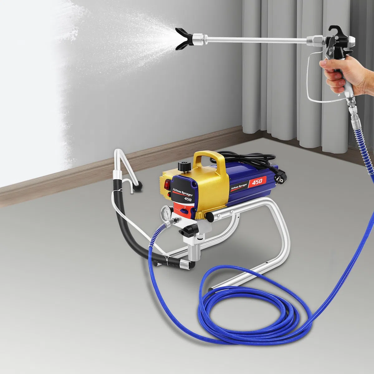 Spruzzatore Airless Elettrico Sistema di Spruzzo di Vernice Pistola per Vernice con Tubo ad Alta Pressione da 8m Spruzzatore per Vernice a Parete Spruzzatore per Colore Spruzzatore ad Alta Pressione