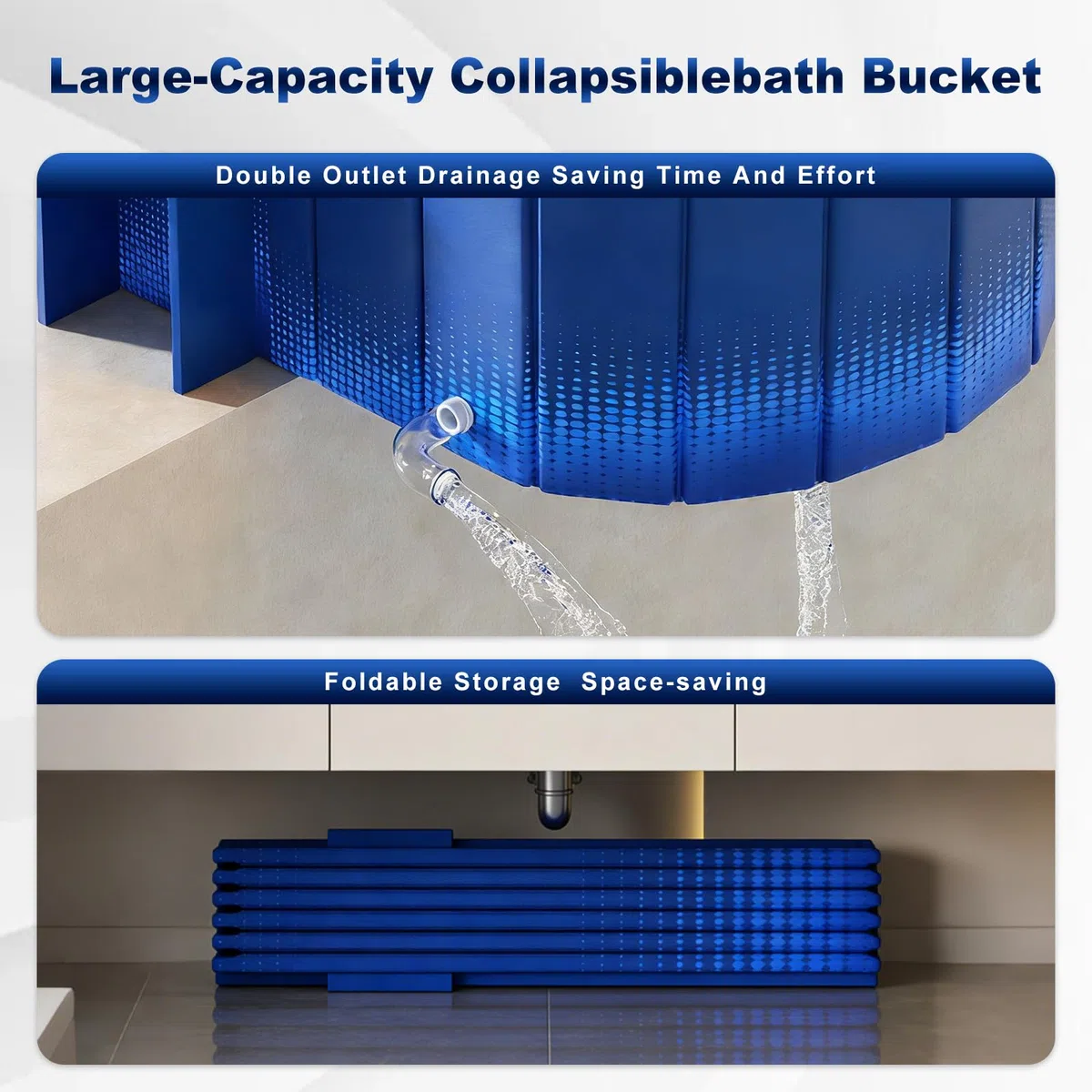 Vasca da bagno portatile da 150 cm con ripiano, vasca pieghevole per 2 persone, vasca da bagno pieghevole senza gonfiaggio per adulti, bagno di ghiaccio e vasca idromassaggio calda 2 in 1 per box