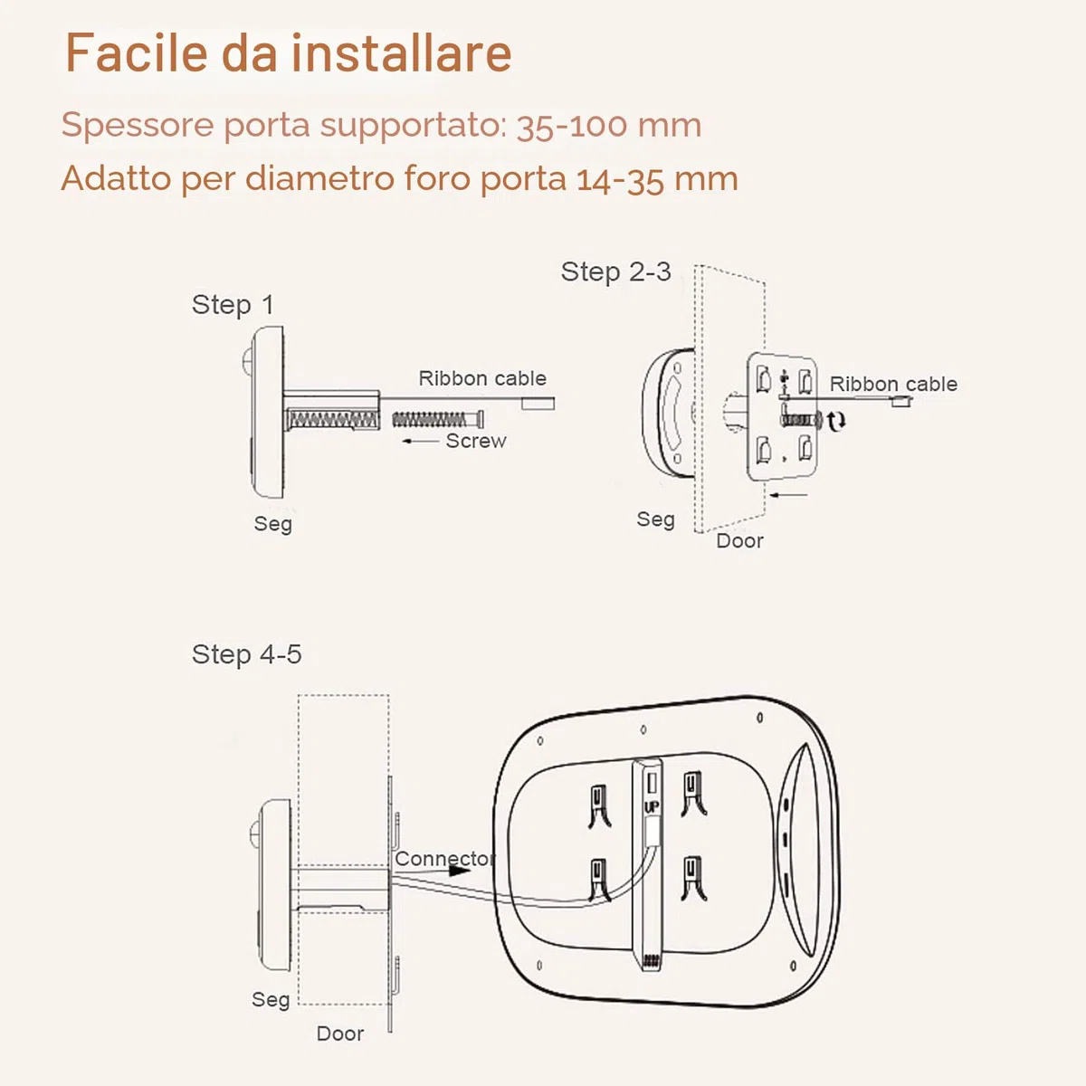 Spioncino Digitale per Porta con Schermo LCD da 2,8 Pollici, Supporto Visione Notturna Servizio Fotografico, Videosorveglianza Digitale Della Porta per Home Security (Oro)