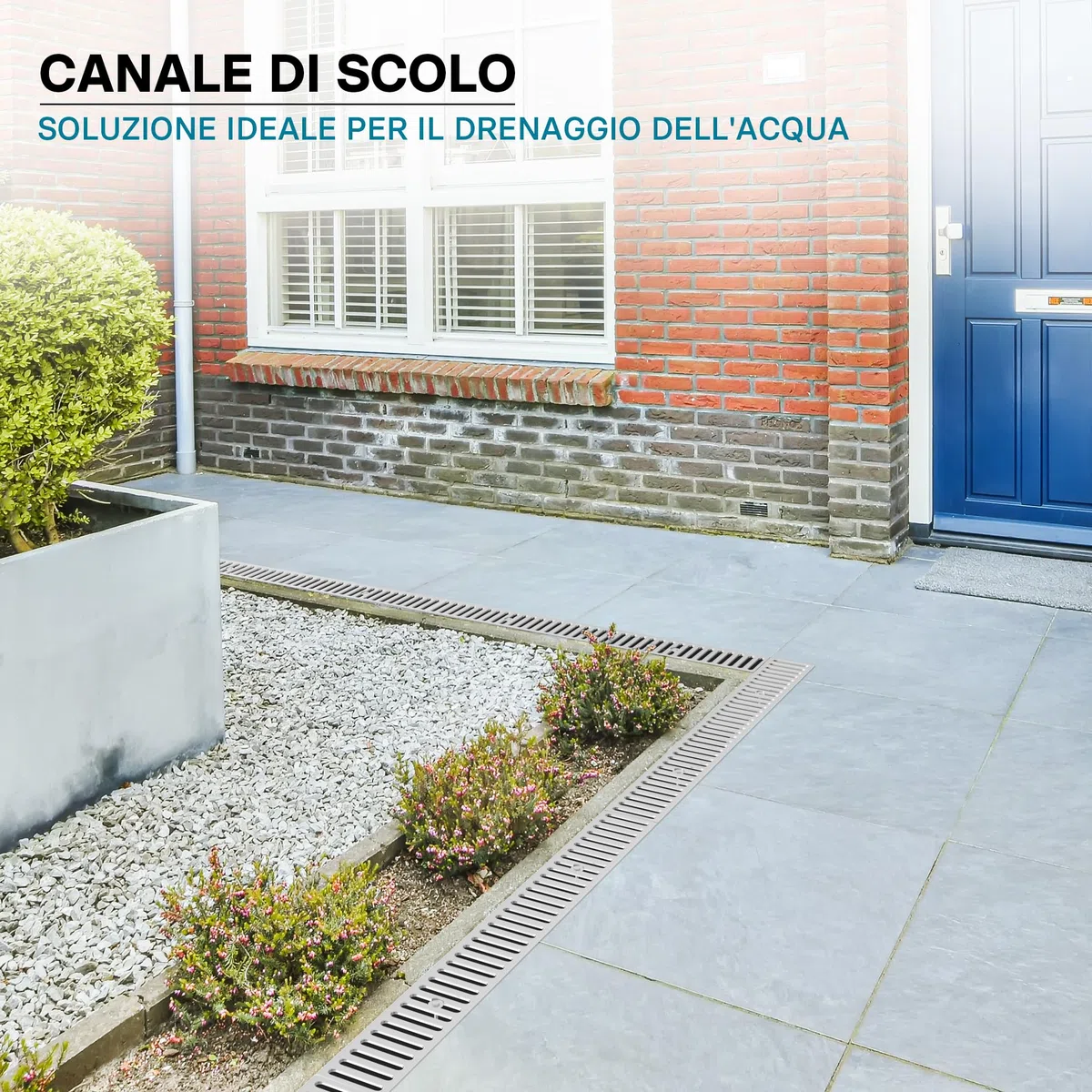 Wiltec Canale di scolo 1m con griglia per scarico acqua 1,5t Canaletta di drenaggio