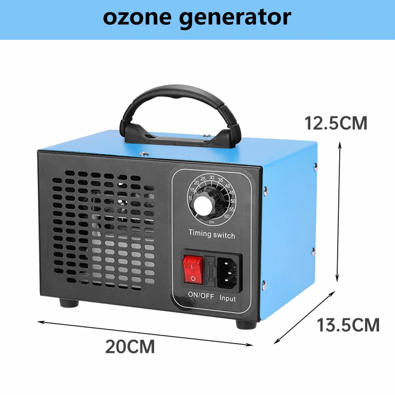 Generatore di ozono 60000 mg/h, O3 Generatore di ozono purificatore d'aria per neutralizzare gli odori, ozonizzatore con ozono regolabile, fumo, odori di animali domestici e cucina, con timer 60 min