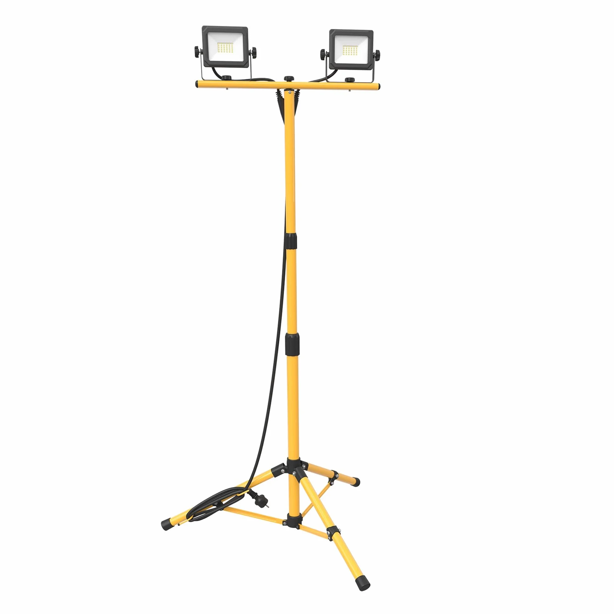 Ledvion - Faro LED su Treppiede 2x20W, 4000 Lumen, 6500K Luce Giorno, Impermeabile IP65, Lampada da Lavoro Doppia Regolabile per Interni ed Esterni, Lampada da Cantiere, Orientabile, Portatile