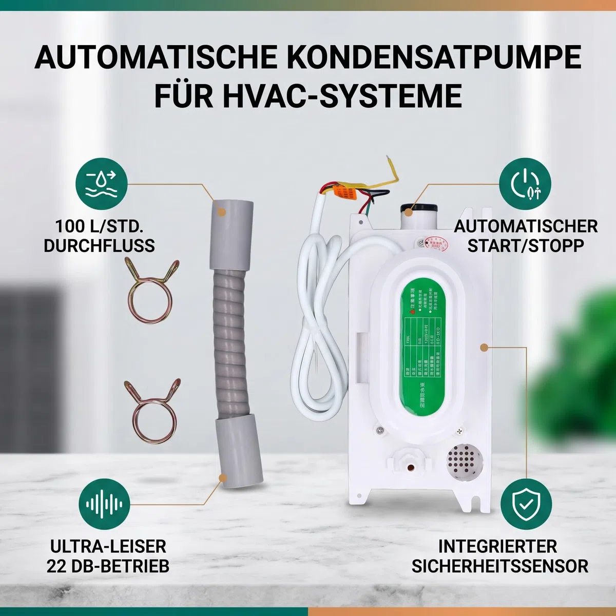 Pompa Scarico Condensa Automatica 500ml per Condizionatore Mini Split Deumidificatore HVAC Sollevamento Acqua Ultra Silenziosa