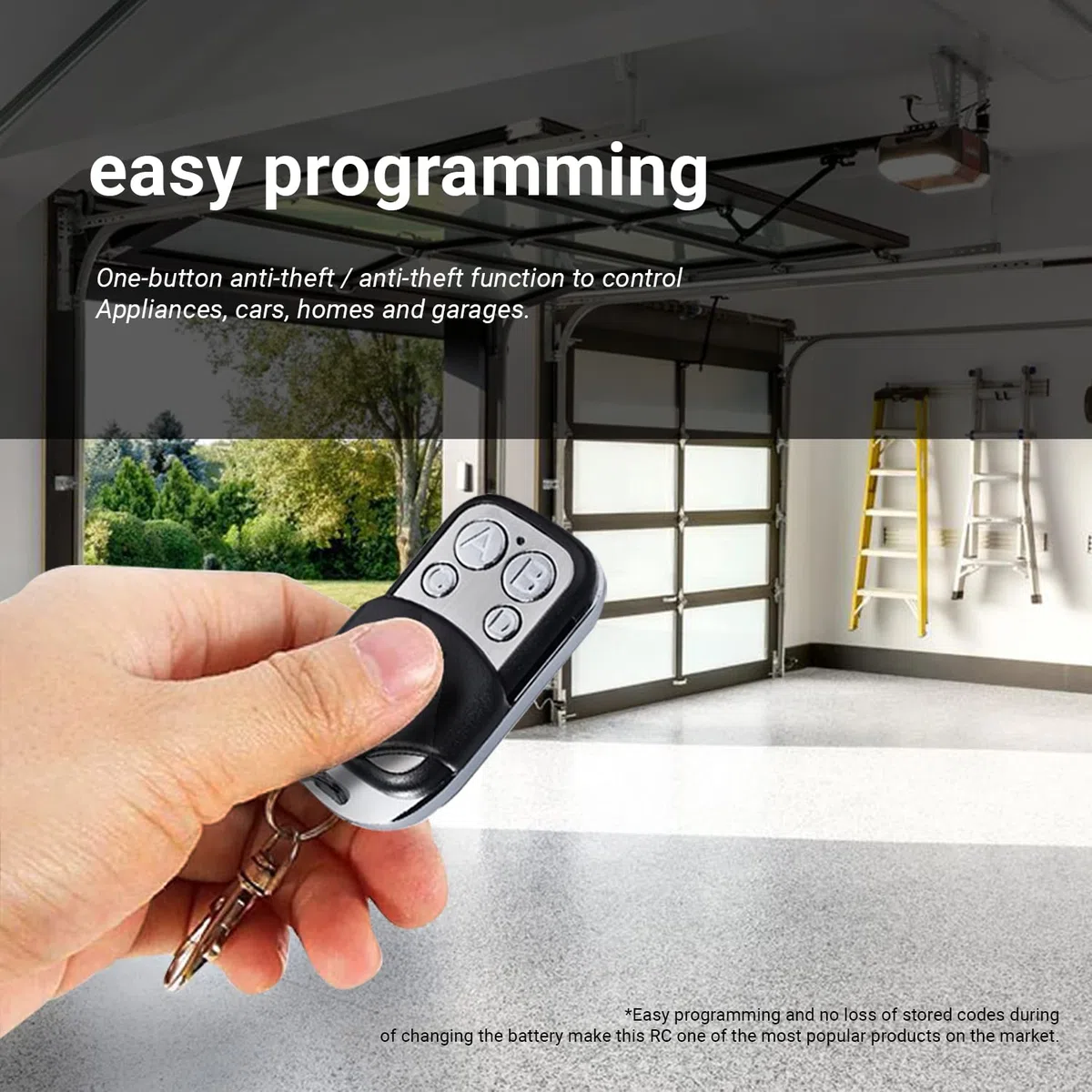 Leyf 1 porta garage 433 MHz, telecomando universale de Portail, 4 canali, compatibile con codice di frequenza 433 MHz, trasmettitore manuale, regolazione semplice, apriporta del garage