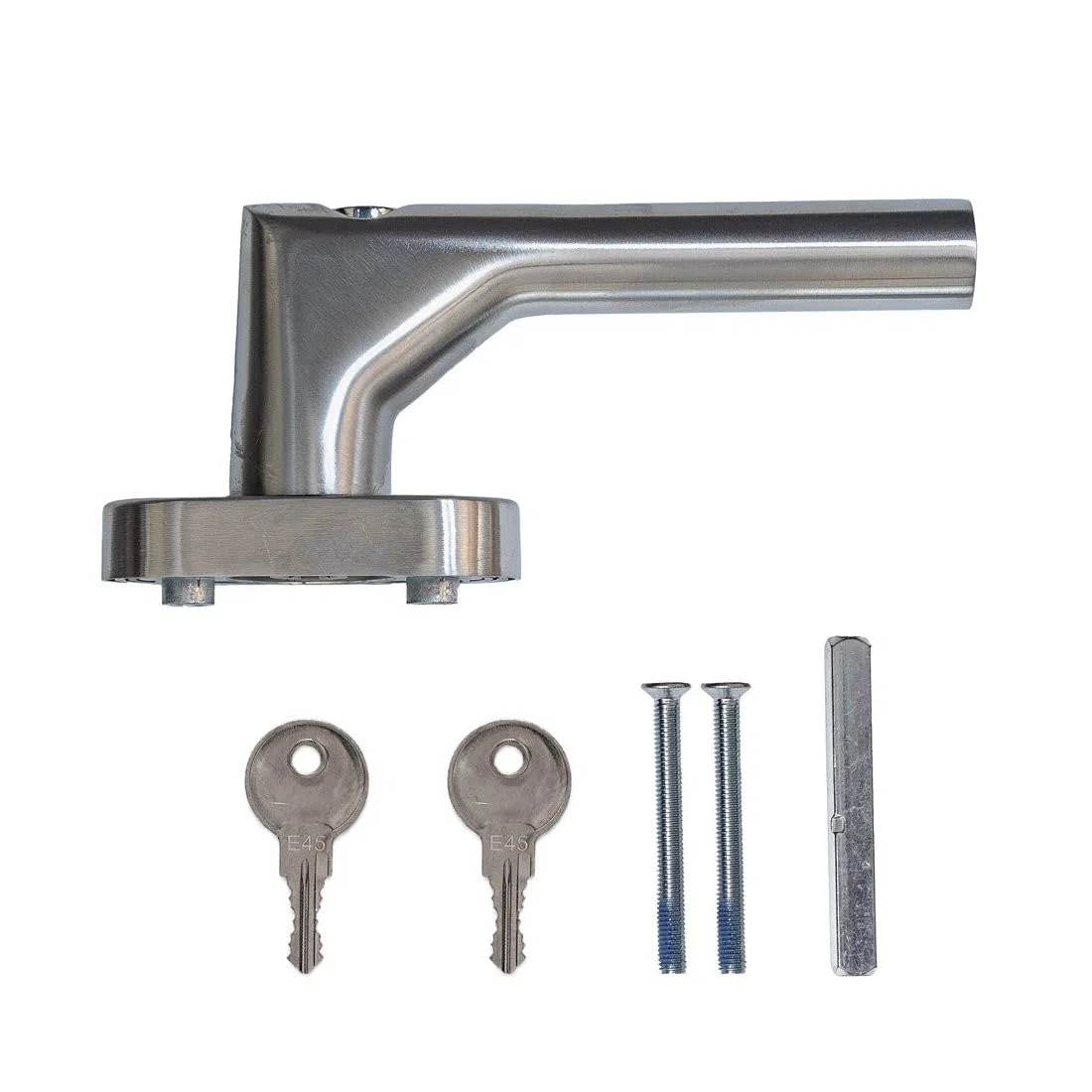 FELGNER Messina II - Set di 2 maniglie per finestra bloccabili da 100 nm | viti nascoste + rosetta ovale resistente alla corrosione | 2 chiavi – acciaio inox opaco