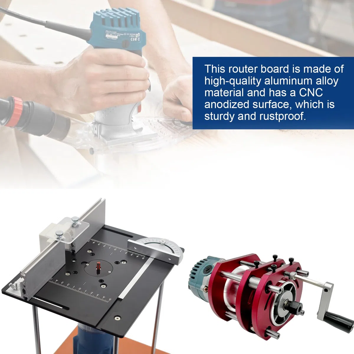 Set di Piastra Fresatrice Da Banco in Alluminio, Piastre per Fresatura con Router Lift, Accessori per Fresatrice per La Lavorazione Del Legno