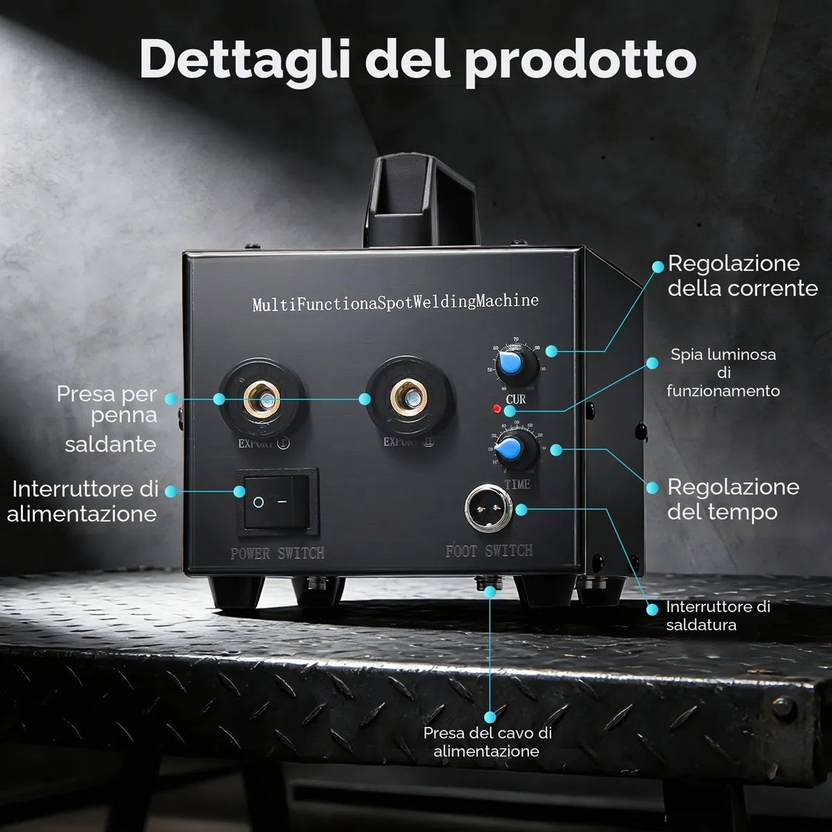 Bonvoisin Saldatrice a Punti 220V Uscita 400-1000A per 0,1-0,2mm | Saldatrice a Punti AC Per Uso Continuo, 400–1000A Con Impulso 20ms–5s, Penna a Un Tocco, Tutti i Pezzi Inclusi