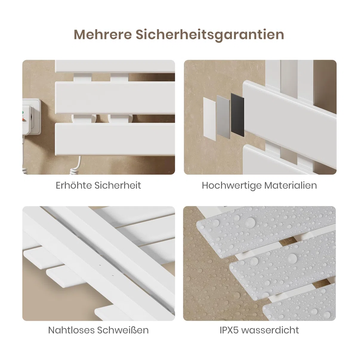 EMKE Scaldasalviette elettrico da bagno, 500 x 1000 mm, scaldasalviette elettrico a risparmio energetico, scaldasalviette elettrico per Alexa, Google Home e app, bianco, 350