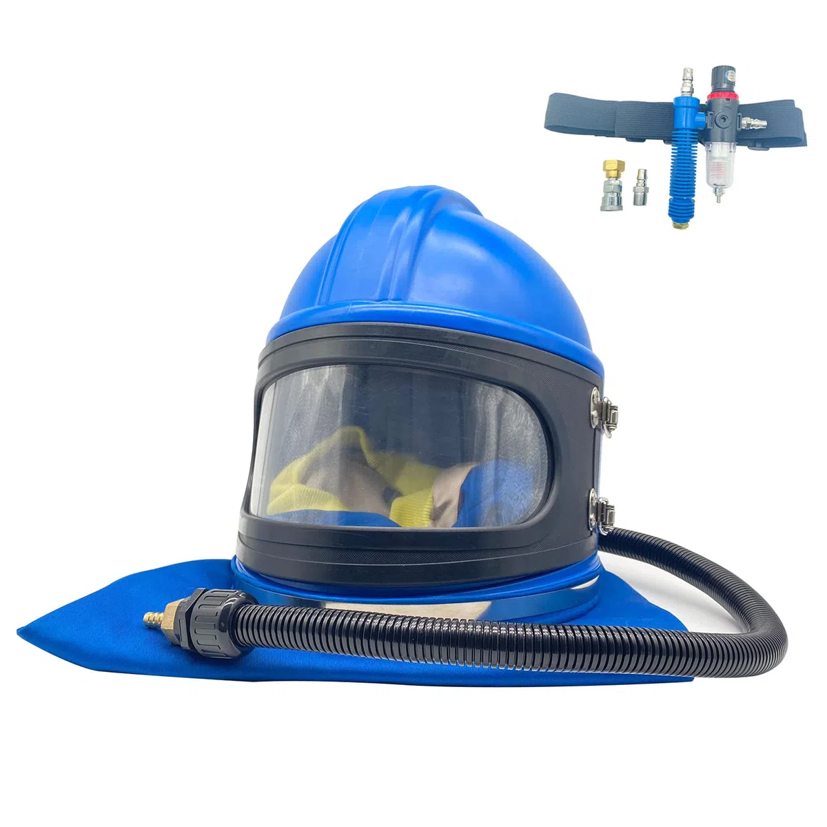 Sandblaster Casco sicuro Air Feed Sandblast Casco con spalla Protettiva Sand Blast Hood Protector per sabbiatura Dotato di un termostato Sandblaster