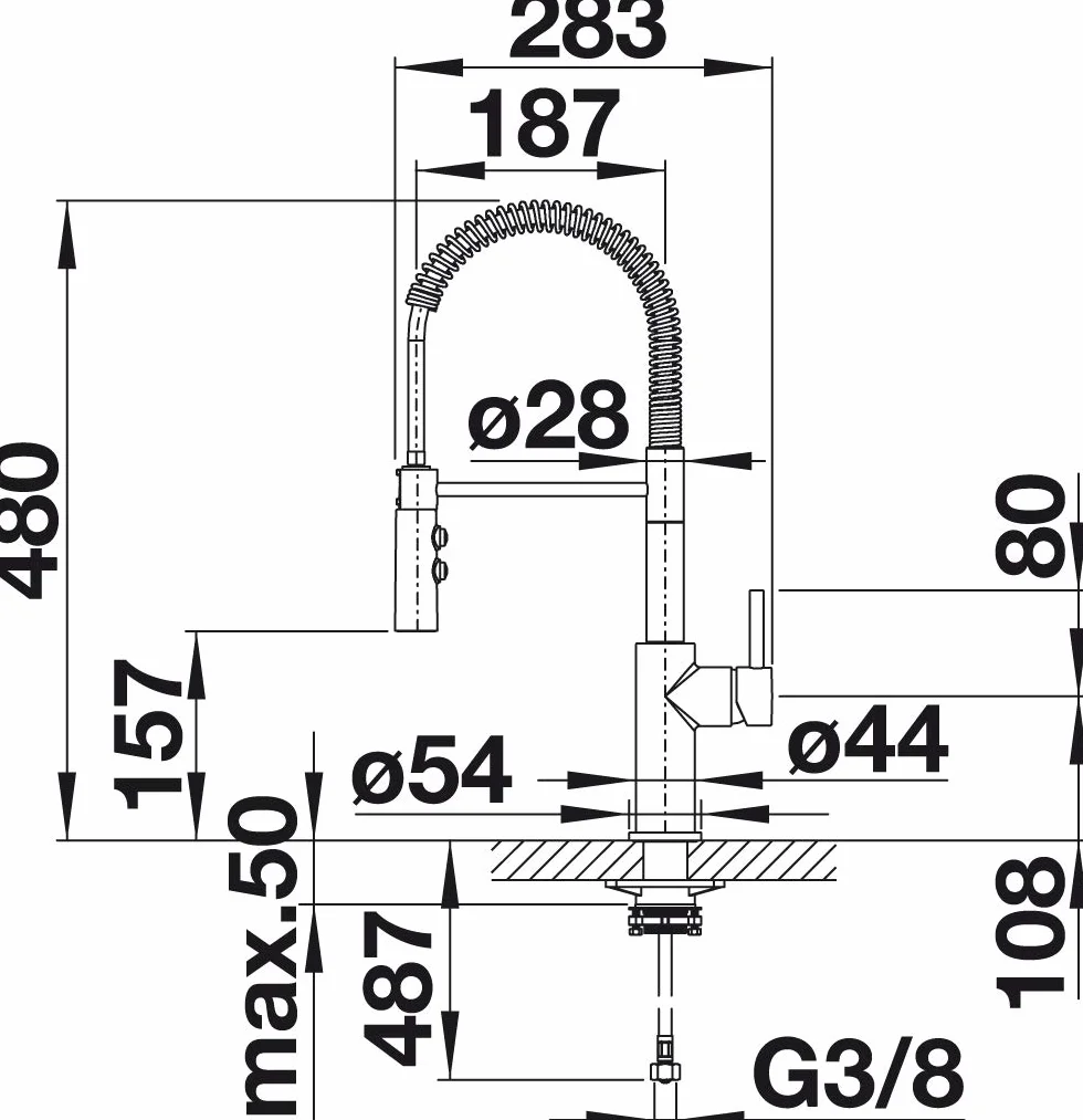 Blanco Catris-S 521476 Miscelatore monocomando per cucina, con doccetta estraibile, ad alta pressione, cromato, 1 pezzo