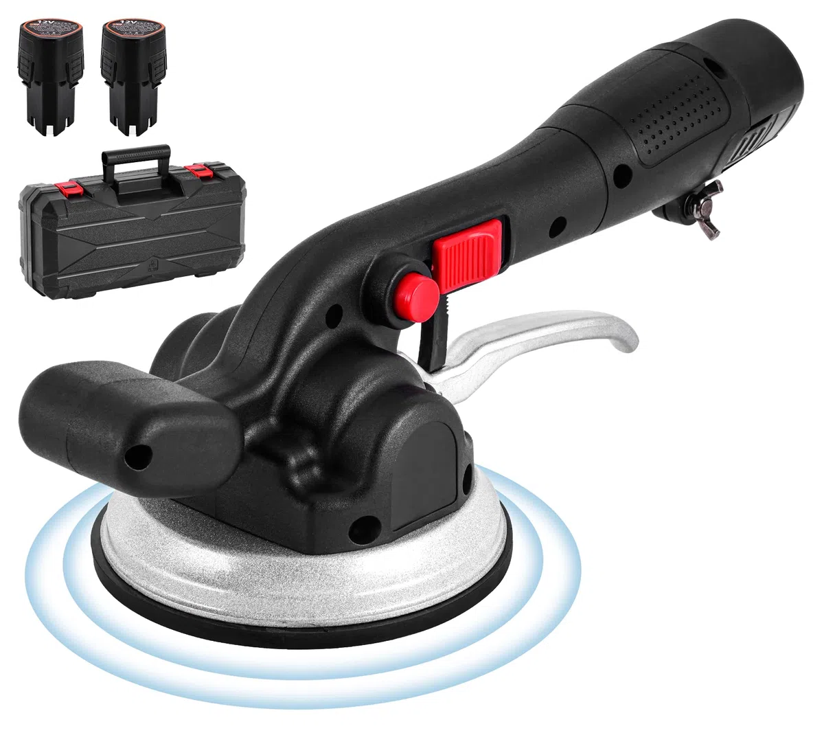 MXBAOHENG Vibratori per Piastrelle a Batteria 19000VPM Vibratore per Piastrelle 6 ingranaggi piastrellatrice elettrica per piastrelle 4500mA adatto per piastrelle 30-120cm (2 batterie)