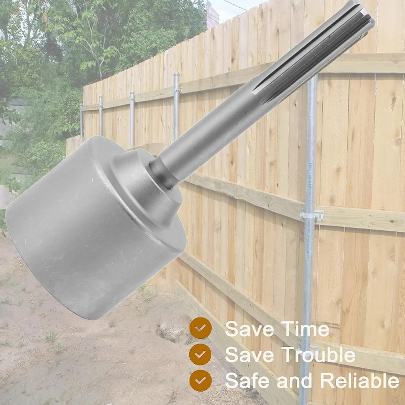 GLOGLOW T Post Driver, SDS Shank T Post Driver Attachment 5 Pits Shank Steel Recinzione Post Driver per Guidare Aste di Terra (65mm)