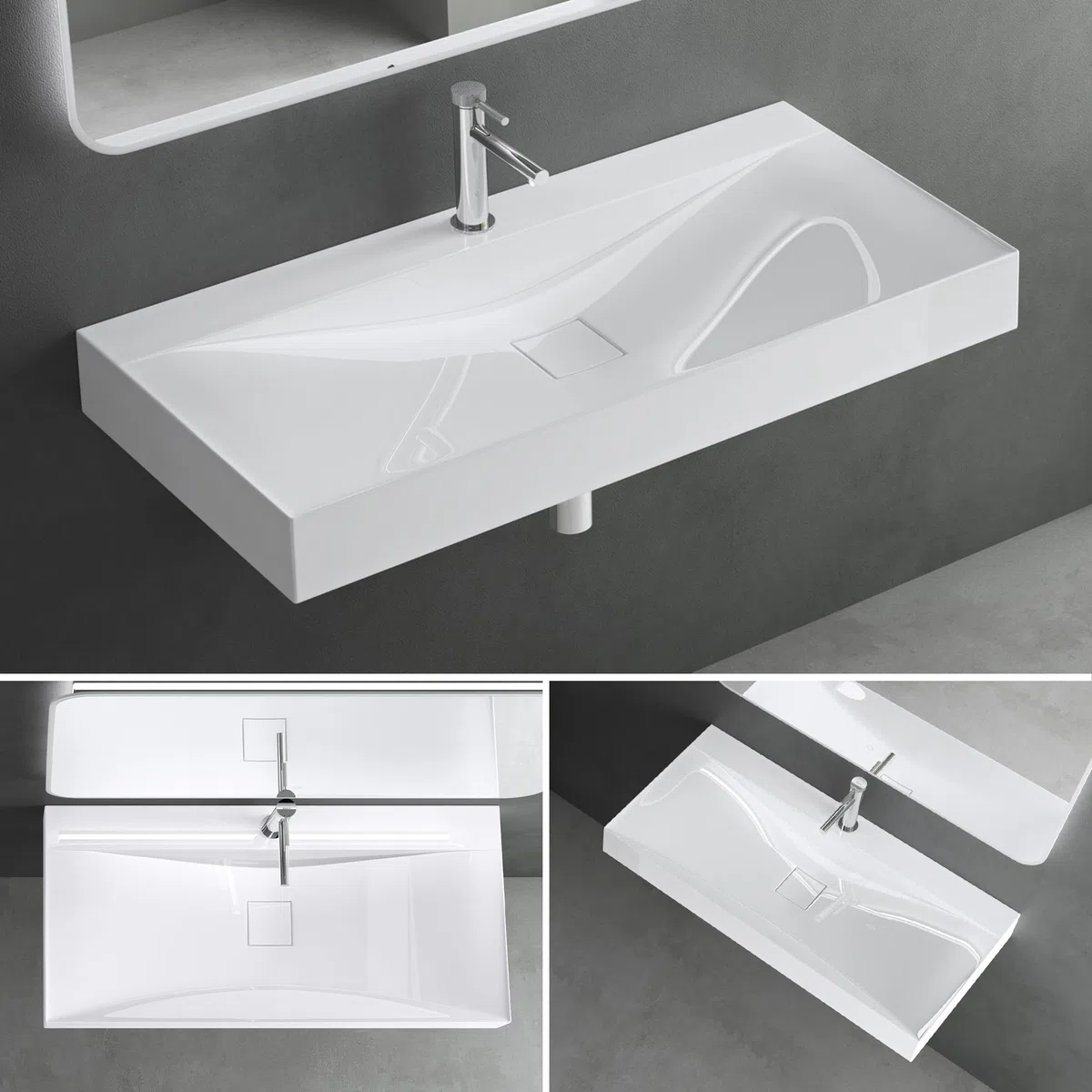 Mai & Mai Lavabo da Appoggio 120x48x10cm,Lavabo Bagno Sospeso Lavandino Bagno Rettangolare Colossum810 da Marmo Fuso