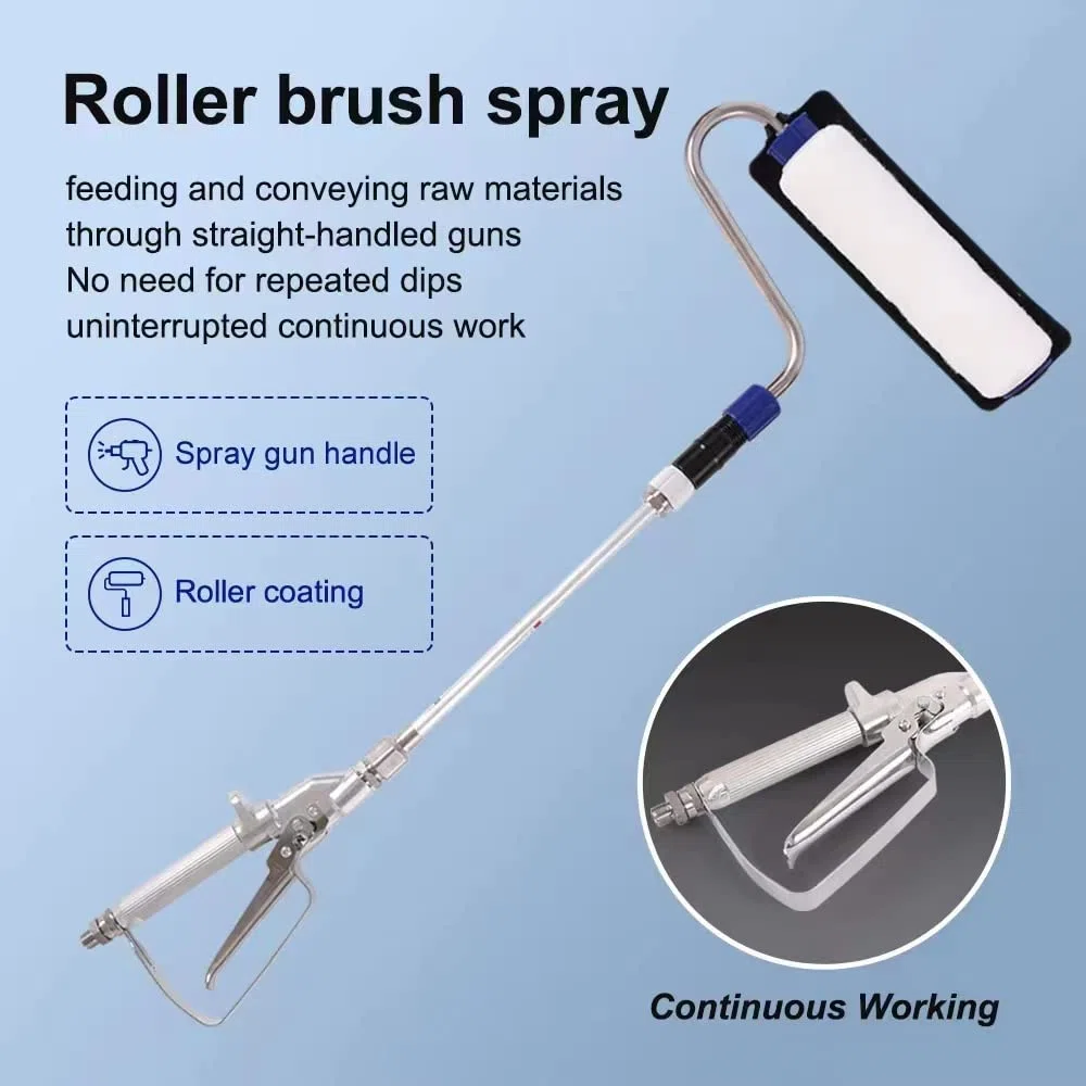 Pistola a Spruzzo Airless ad Alta Pressione + Rullo per Vernice Autoadescante + Asta di Prolunga da 30CM (11,8 Pollici) per Pistola a Spruzzo Airless con Ugello per Vernice Dent-de-lion