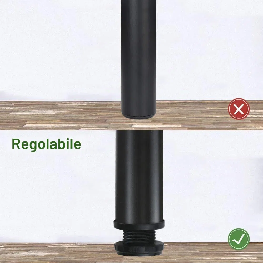 QLLY Set di 4 gambe regolabili in metallo, alte 50 cm, per scrivania e tavolo da ufficio, set di 4 (50 cm, nero)
