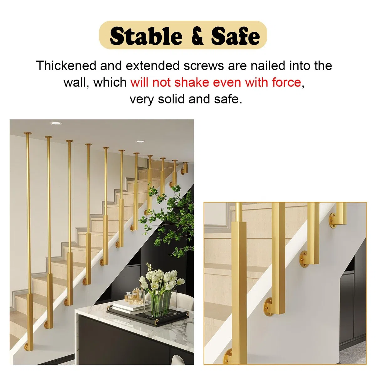Ringhiera Per Scale Balaustre per scale personalizzabili in ferro nero per interni, Moderno ponte balaustre per case decorativo, Oro/bianco Colonna a balaustro per mansarda/corridoio(Black,0.5m/19.7in