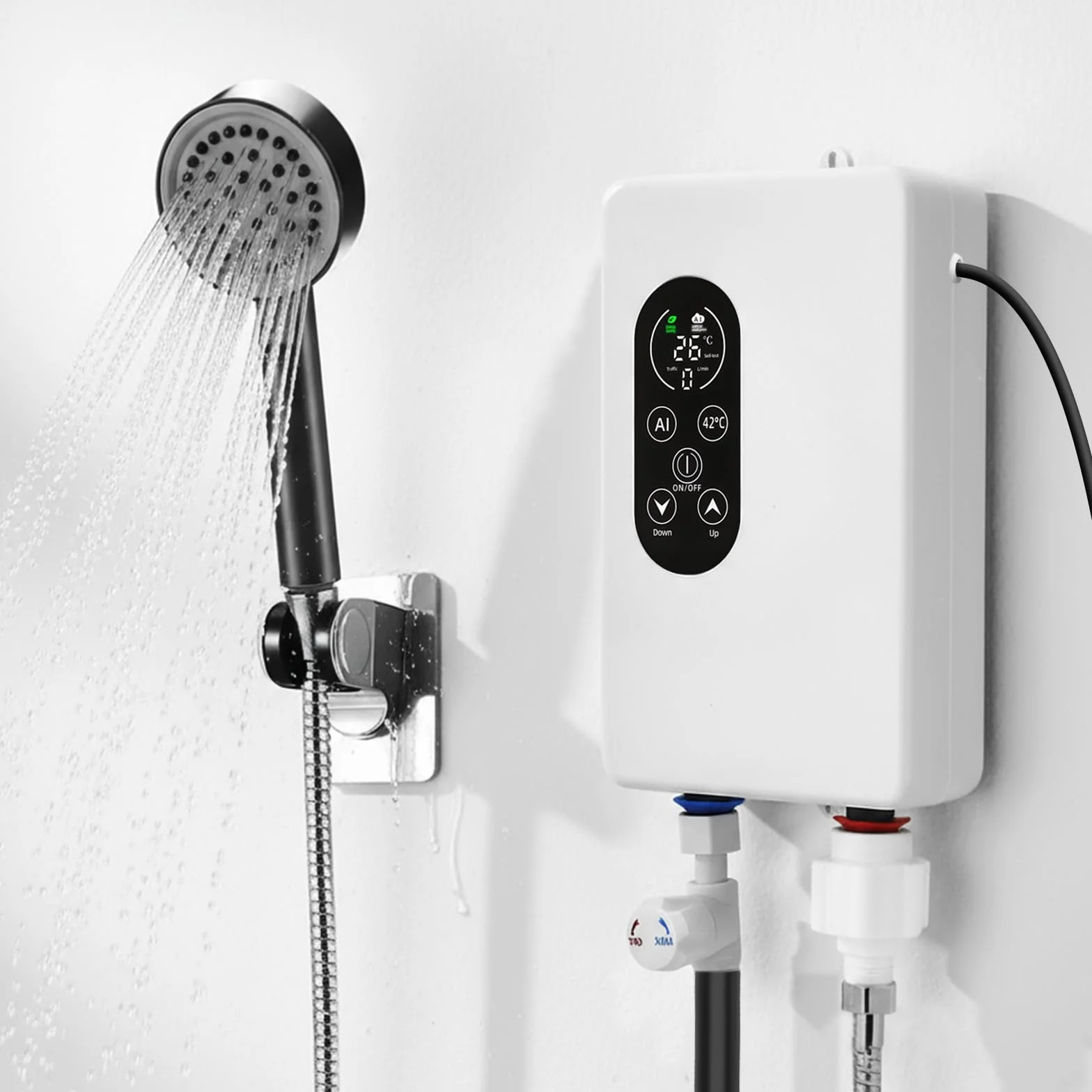 Scaldabagno elettrico, 5500 W, 220 V, indicatore della temperatura, unità integrata, controllo intelligente, mini scaldabagno, adatto per doccia e bagno