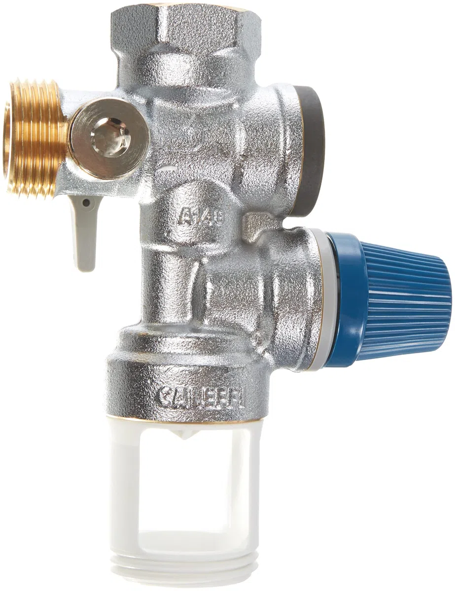 Caleffi 526152 - Gruppo sicurezza caldaia e batteria con valvola di intercettazione e valvola direzionale controllabile, 10 kW, 3/4