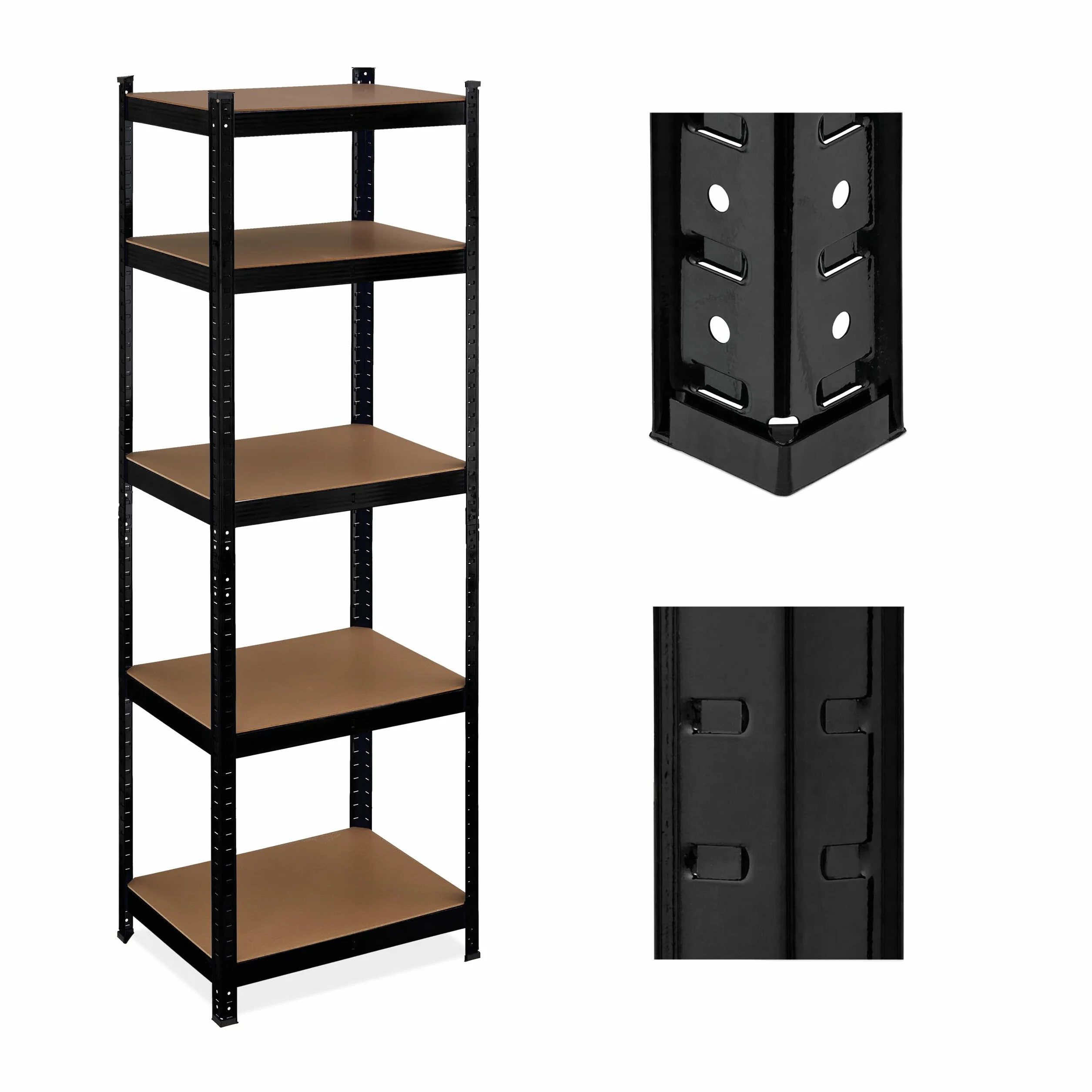 Relaxdays Scaffale in Metallo, HxLxP 180x60x45 cm, 5 Ripiani ad Alta Portata, 500 kg, per Garage e Cantina, Nero