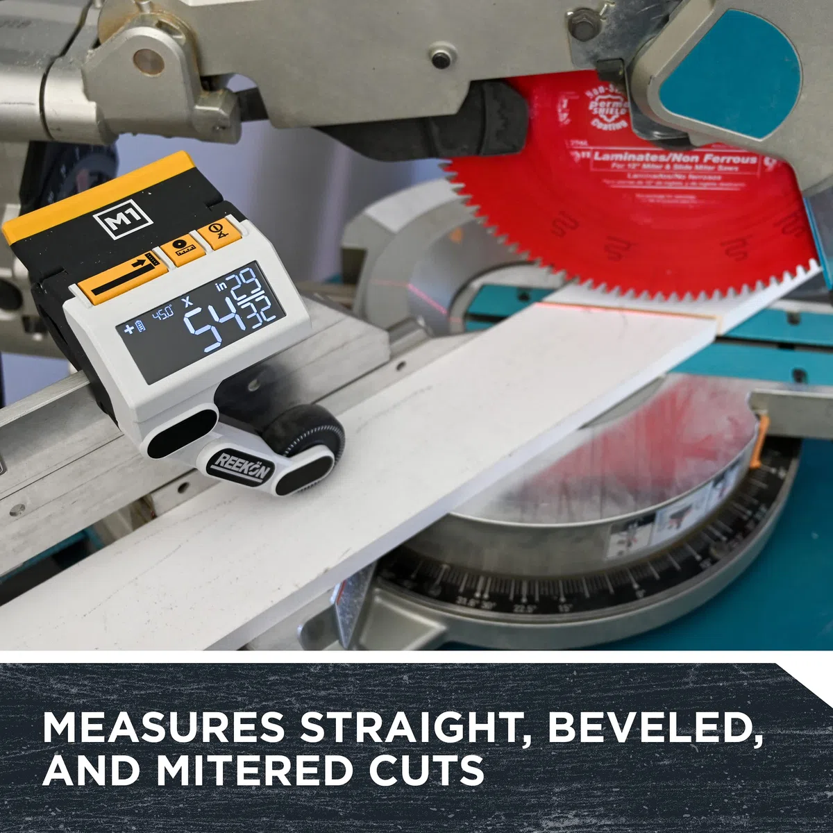 REEKON M1 Caliber strumento di misurazione per troncatrici: rende superfluo misurare e tracciare i materiali, riduce i tempi di taglio e aumenta la sicurezza, misura materiali piatti e cilindrici