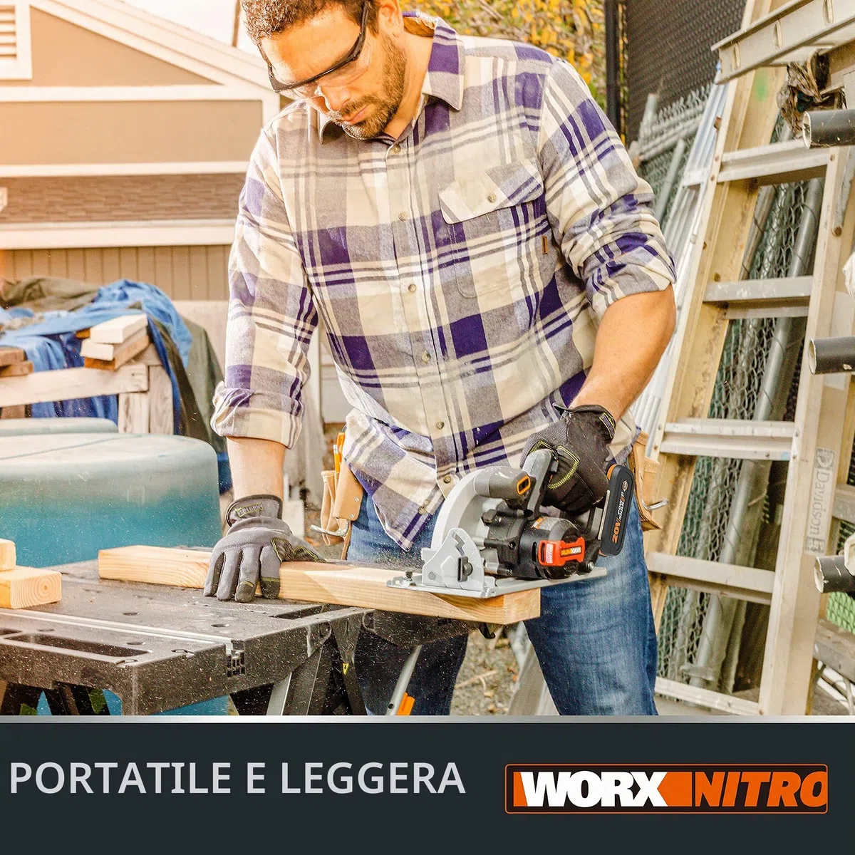 WORX WX520.9 Sega circolare Brushless 20 V Worx | PowerShare | Senza batteria, né caricatore | Base in alluminio, impugnatura ergonomica