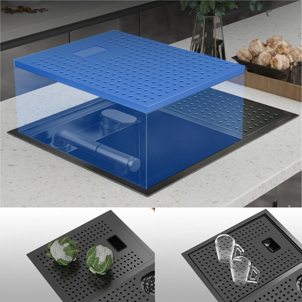 Lavello da cucina nero opaco 55 x 45 cm in acciaio inox con estraibile Fau & lavaggio tazza perfetto per arredamento moderno e cucine slish