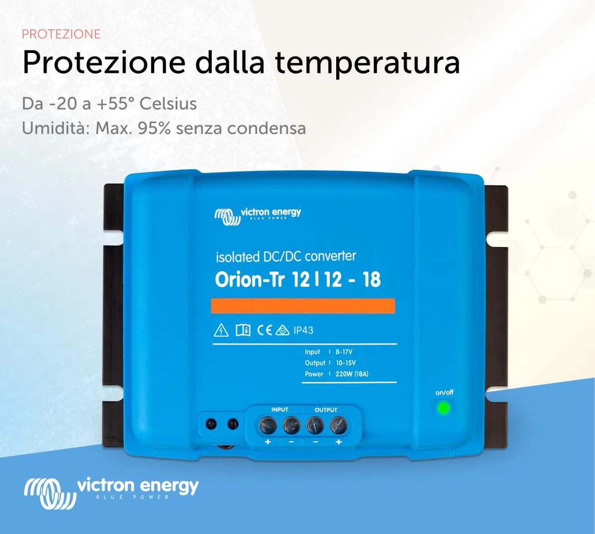 Victron Energy Orion-Tr IP43 12/12-Volt 18 amp 220-Watt Convertitore DC/DC, Isolato