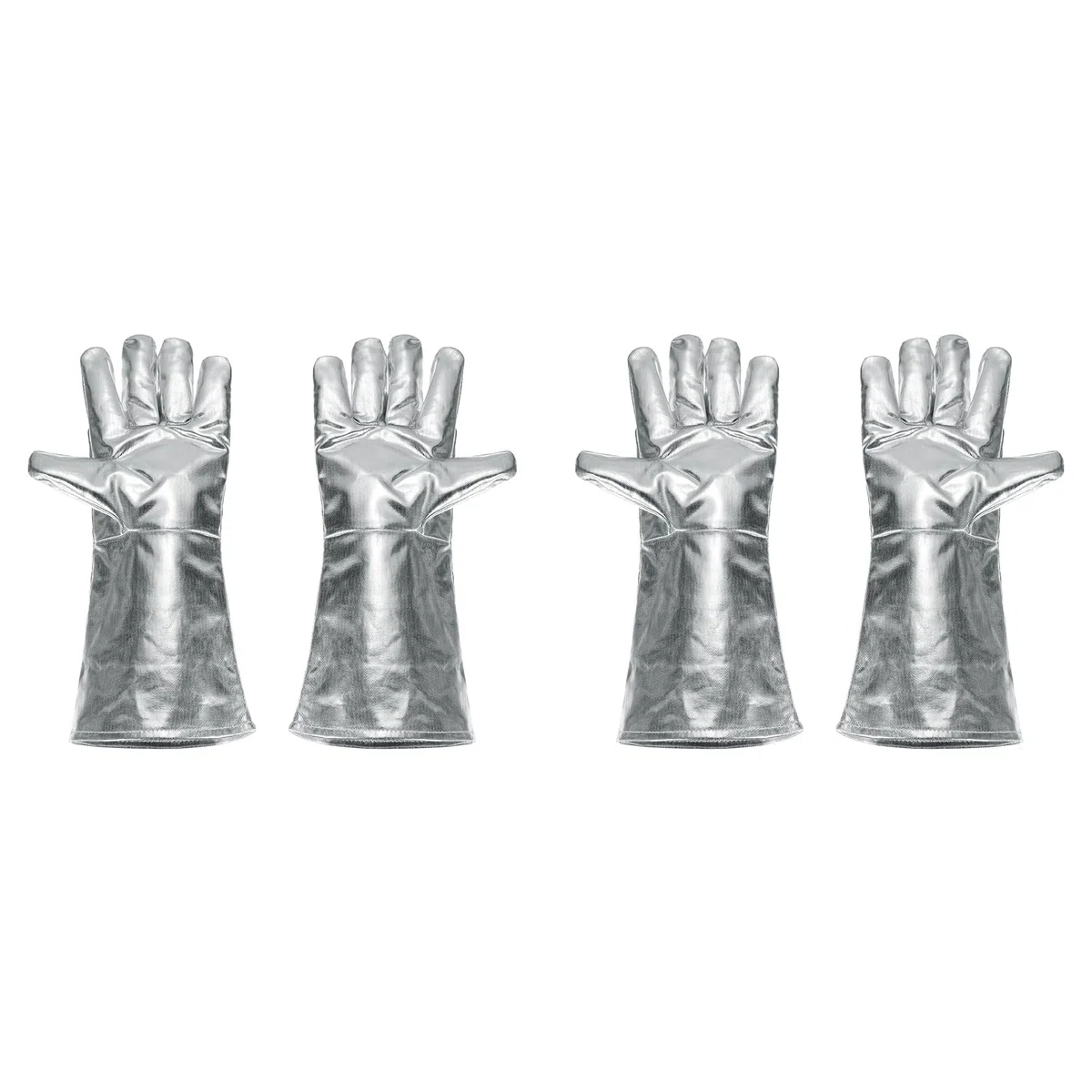 QUARKZMAN 2 Coppie di Guanti da Saldatura Aluminizzati A333-1 16" Guanti da Barbecue Resistenti al Fuoco e al Calore con Maniche Lunghe per Saldatura Camino Forno Cottura Giardino