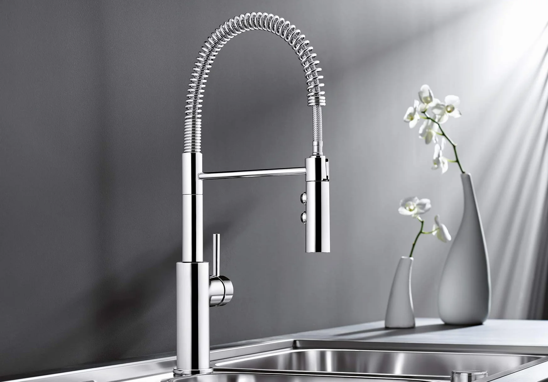 Blanco Catris-S 521476 Miscelatore monocomando per cucina, con doccetta estraibile, ad alta pressione, cromato, 1 pezzo