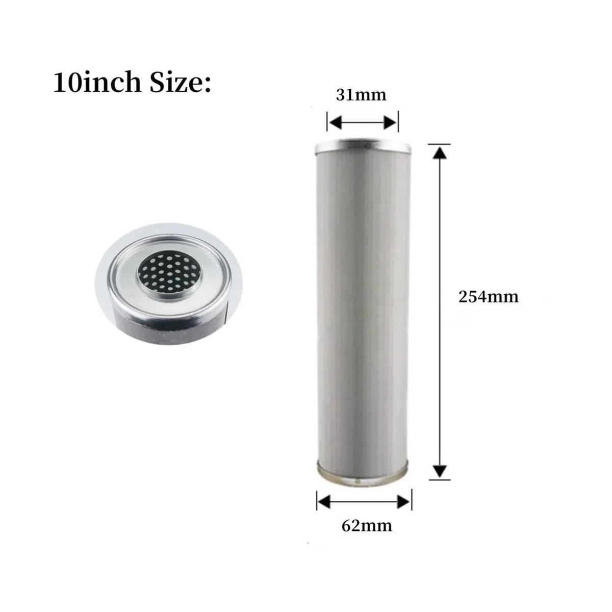 Filtro for L'acqua in Acciaio Inossidabile da 10 Pollici, può Essere Pulito E Riutilizzato, Resistente alla Corrosione, Resistente alle Alte Temperature, 5 Micron E Altro Ancora(5 Micron)