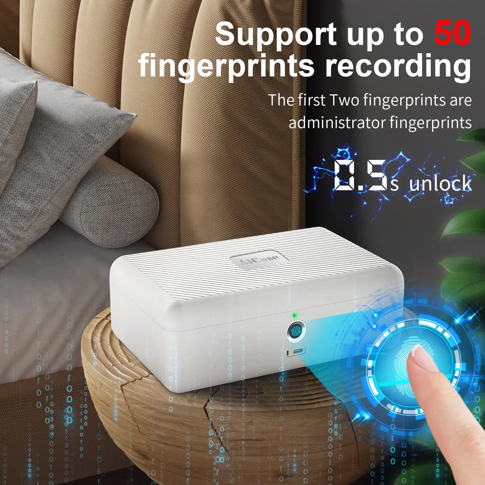 Scatola di immagazzinaggio biometrico con impronta digitale portatile Cash Jewelry Lock Box scatola di blocco ricaricabile per auto, casa, ufficio, viaggio
