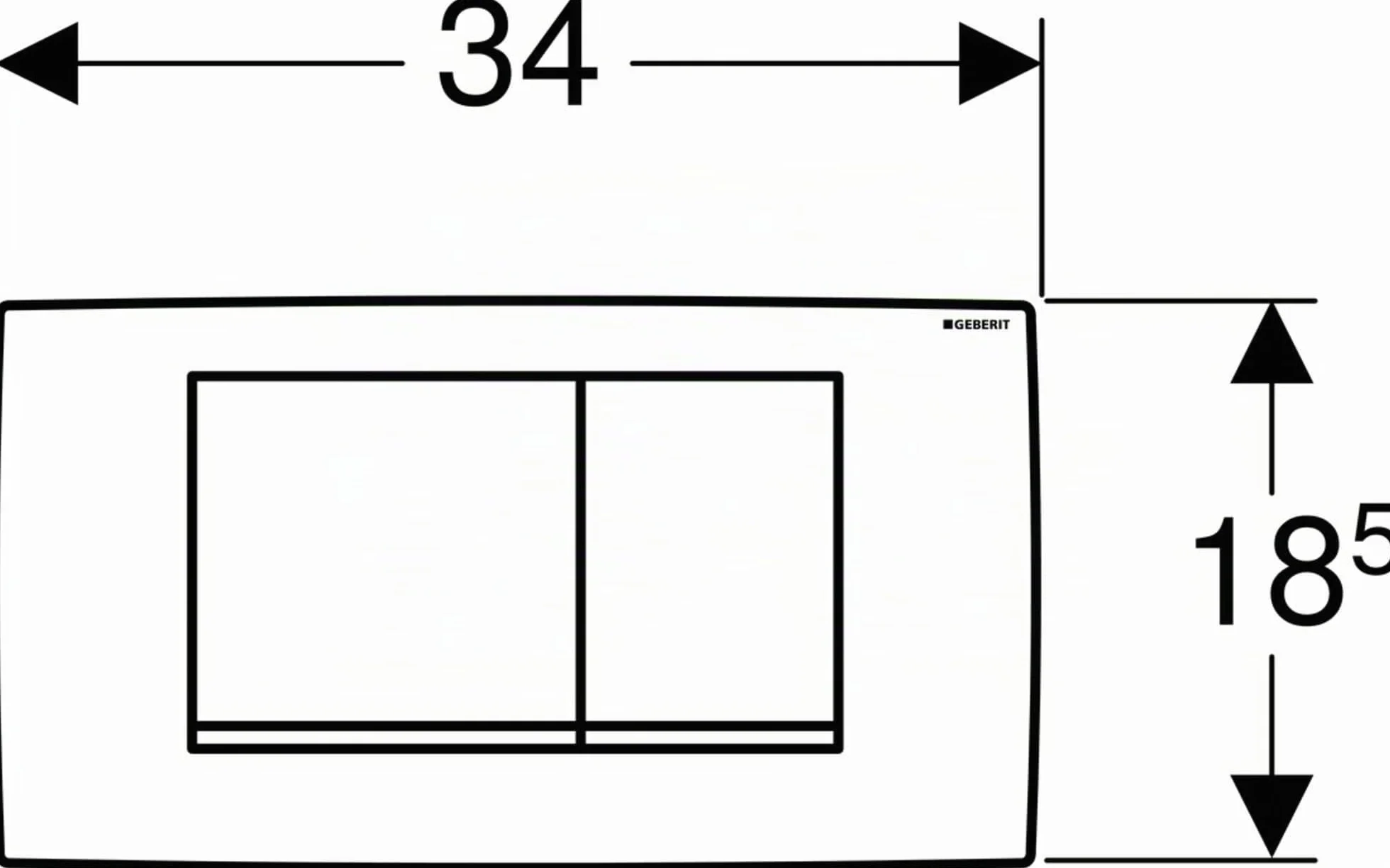 Geberit 115.899.KJ.1 Placca di Comando Twinline per risciacquo a 2 quantità, 34 x 18.5 x 3.2 cm, Bianco