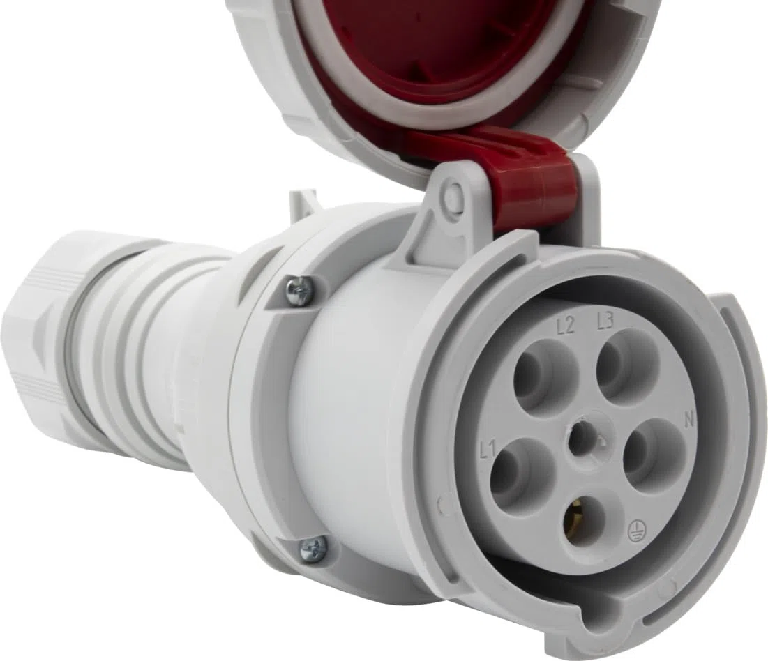 Brennenstuhl Presa Elettrica Industriale CEE a 5 Poli per Uso Esterno, Presa CEE 400V/63A con Coperchio, Connessione Avvitabile, Utilizzo all’Aperto, Cantieri, Industria, Campeggio, IP67, 63A