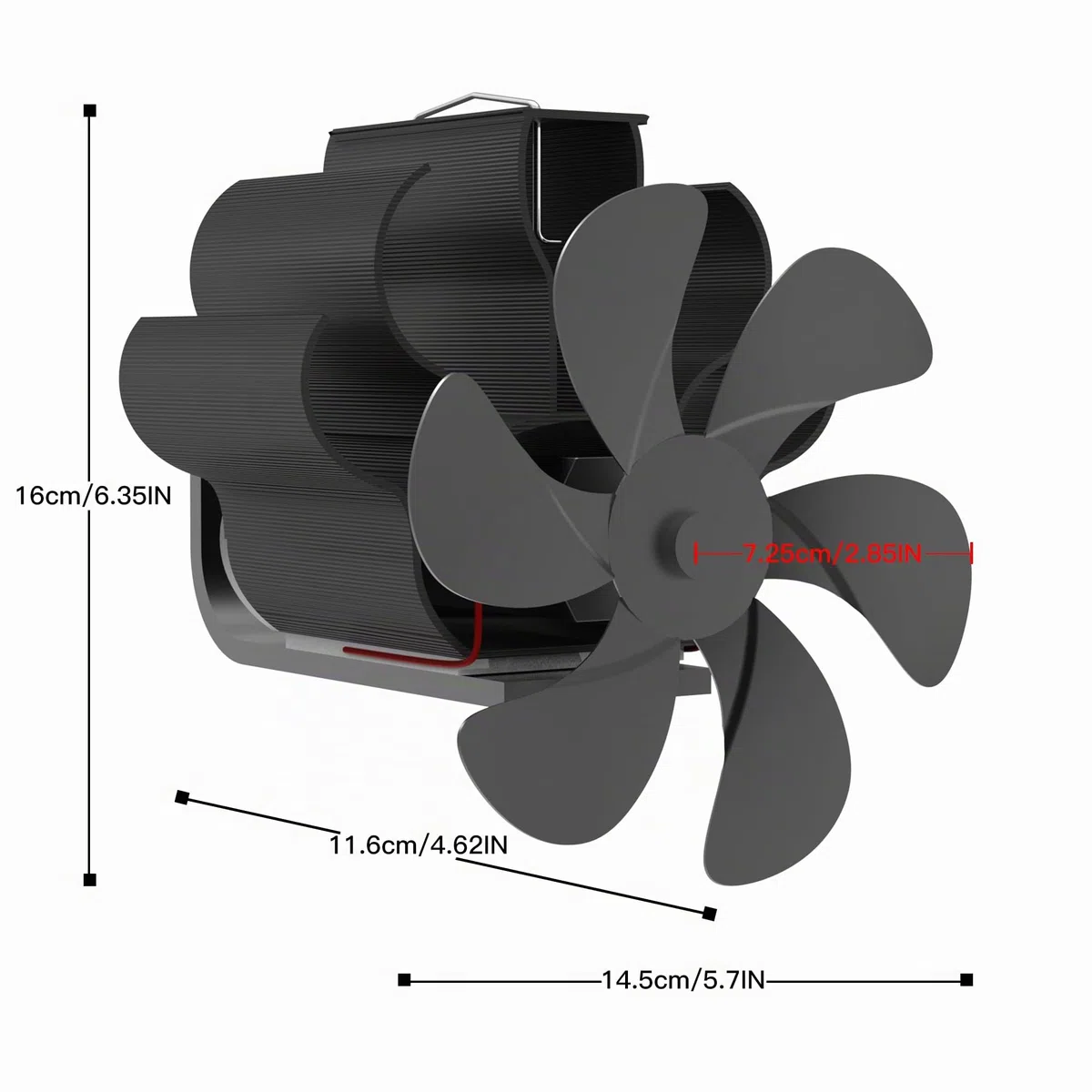 Ventilatore per Stufa a Legna,Ventola per Stufa a Legna con 6 Pale per Bruciatore di Tronchi/Stufa/Camino/Accelerare la dissipazione del calore (Pipeline sospese)