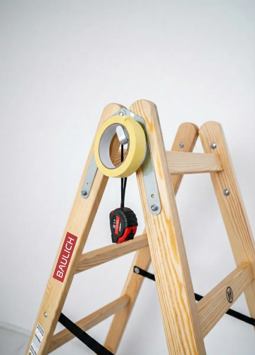 Scala da pittore in legno 2x6 - Struttura regolabile e pieghevole - Gradini impregnati per lavori di ristrutturazione, pittura di interni e restauro