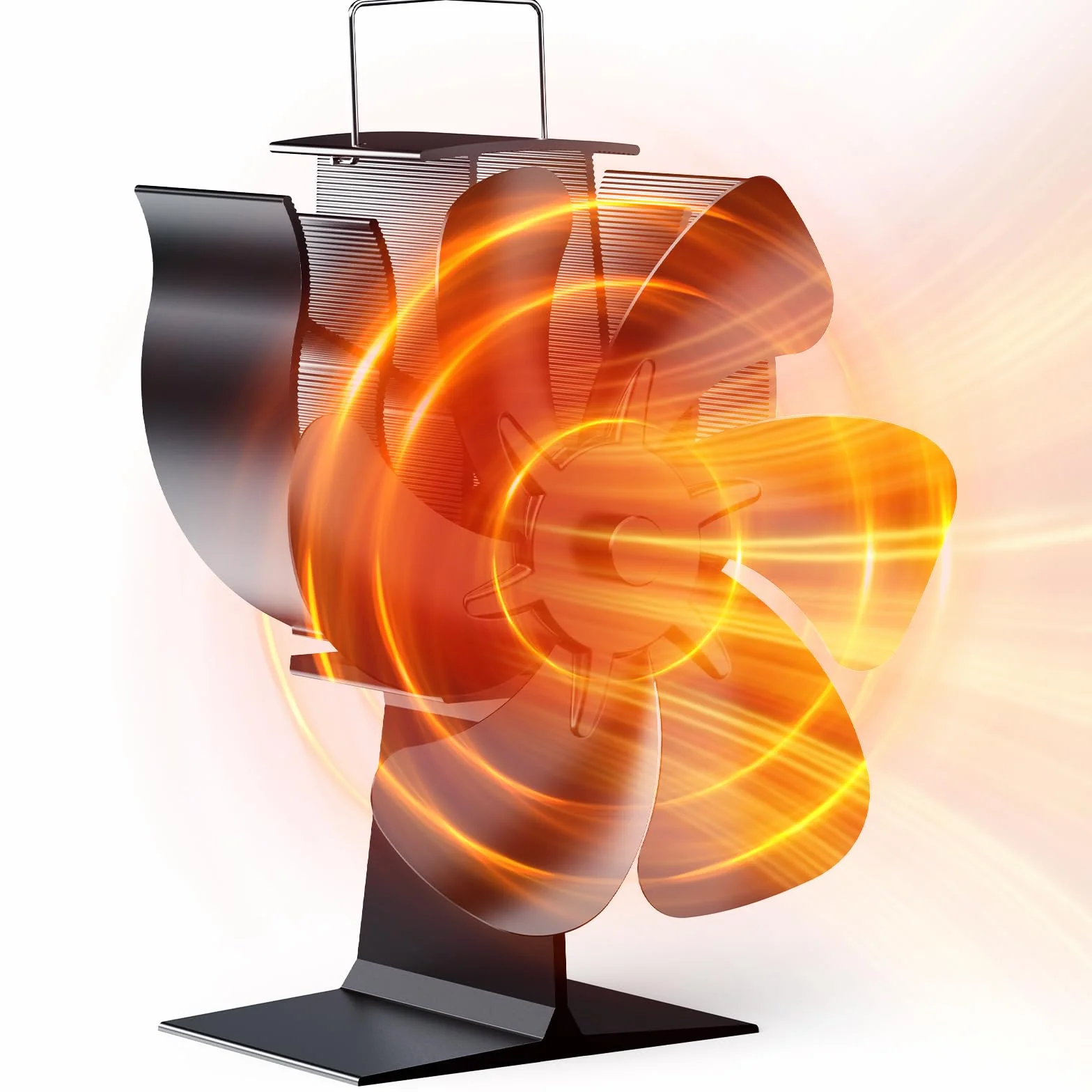 Ventilatore Per Stufa a Legna, Ventilatore per camino con 6 pale, Ventola da Caminod Silenzioso Alimentato Calore, Ventilatore Camino Stufa per Legna e Camino Pellet