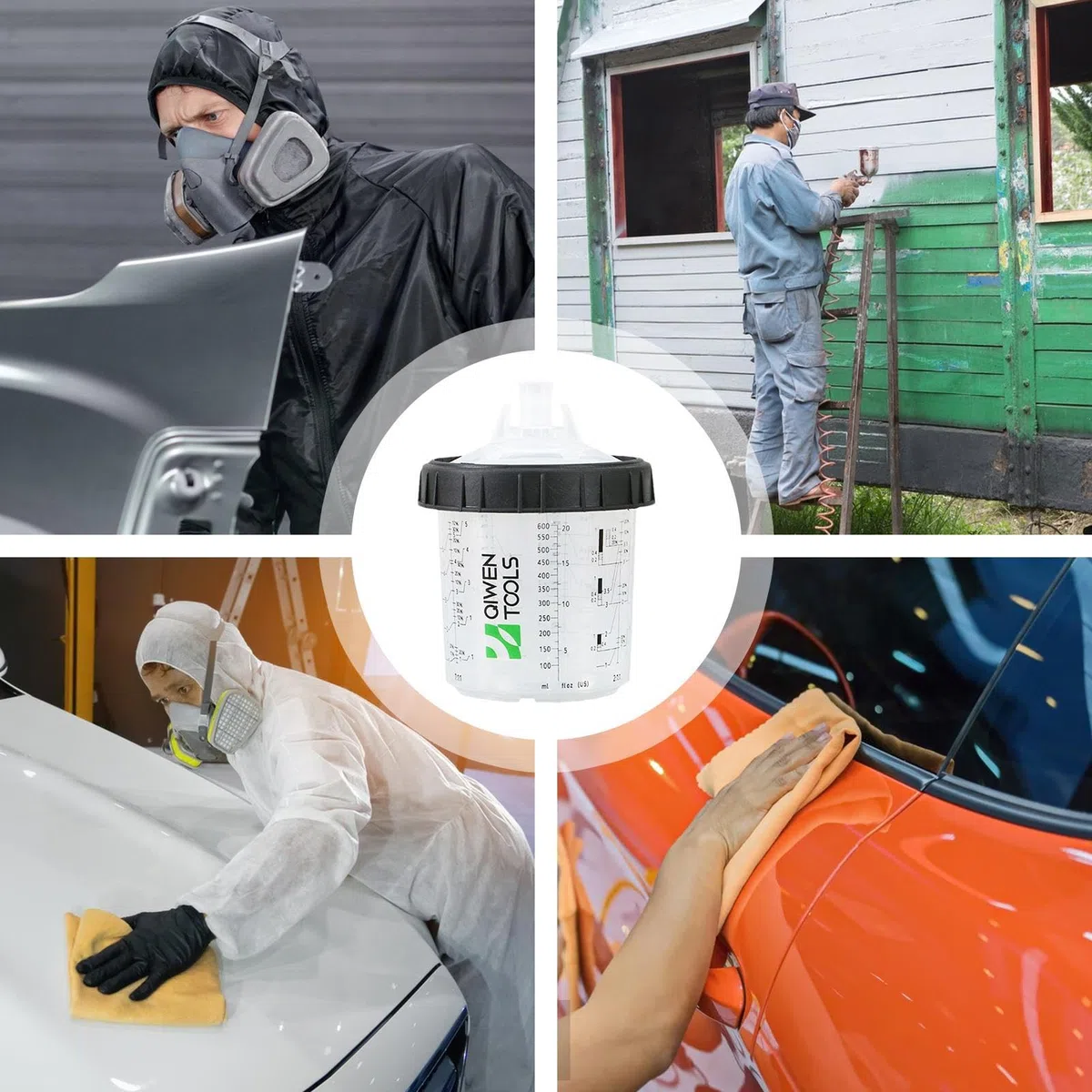 Kit Coppa Dura - di miscelazione della Vernice, Contenitore marcato in | Set di Coperchio da 50 Pezzi per spruzzatore, Attrezzatura di rifinitura Automatica, Strumenti di Pittura Auto co