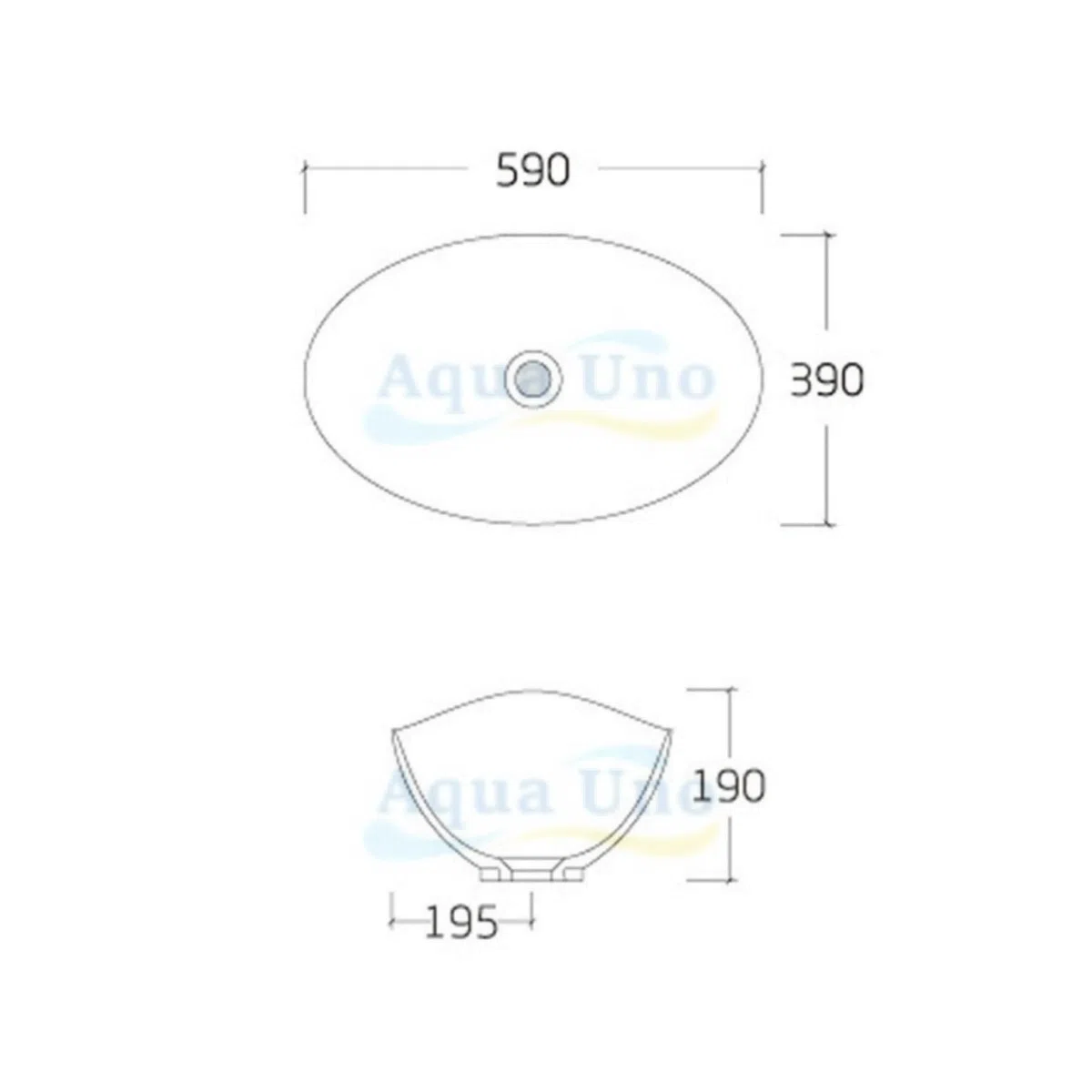 AQUAUNO Lavabo da appoggio MAYA, 59 x 39 cm, ovale, in ceramica bianca, senza foro per rubinetto, con troppopieno, oro, sanitari bagno