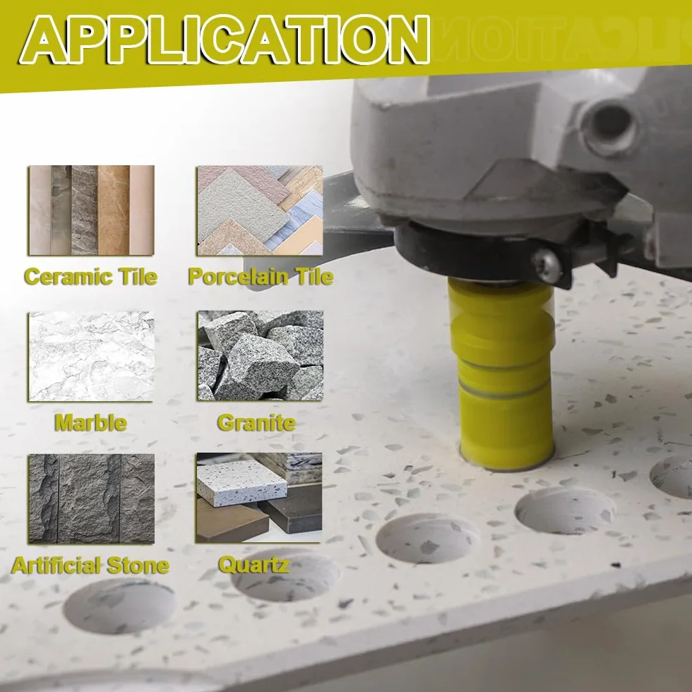 Punte per Trapano Diamantate - 12pezzi (6/6/8/20/25/35/50/68/110mm+20mm Fresa Punta Trapano+50mm Punta Smusso+Adattatore) Seghettato Ceramica Porcellana Marmo Granito M14 Filettatura