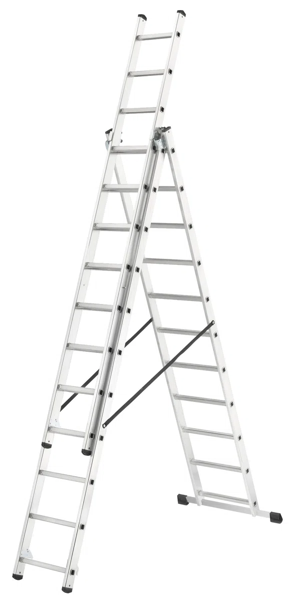 Hailo – Scala combinata in alluminio L680 3 pezzi 3 x 11 gradini, metallico, 1033 – 701