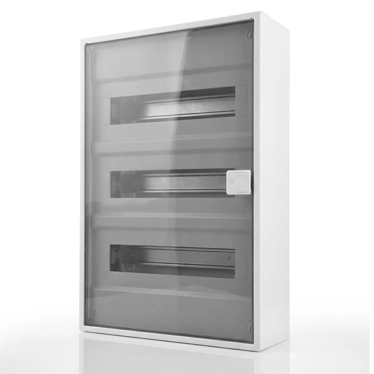 Intratec ALPHA Centralino elettrico da parete 3 file – Quadro di distribuzione per 36 moduli con porta trasparente – Contenitore su guida DIN per casa e uso professionale – 498 x 310 x 96 mm