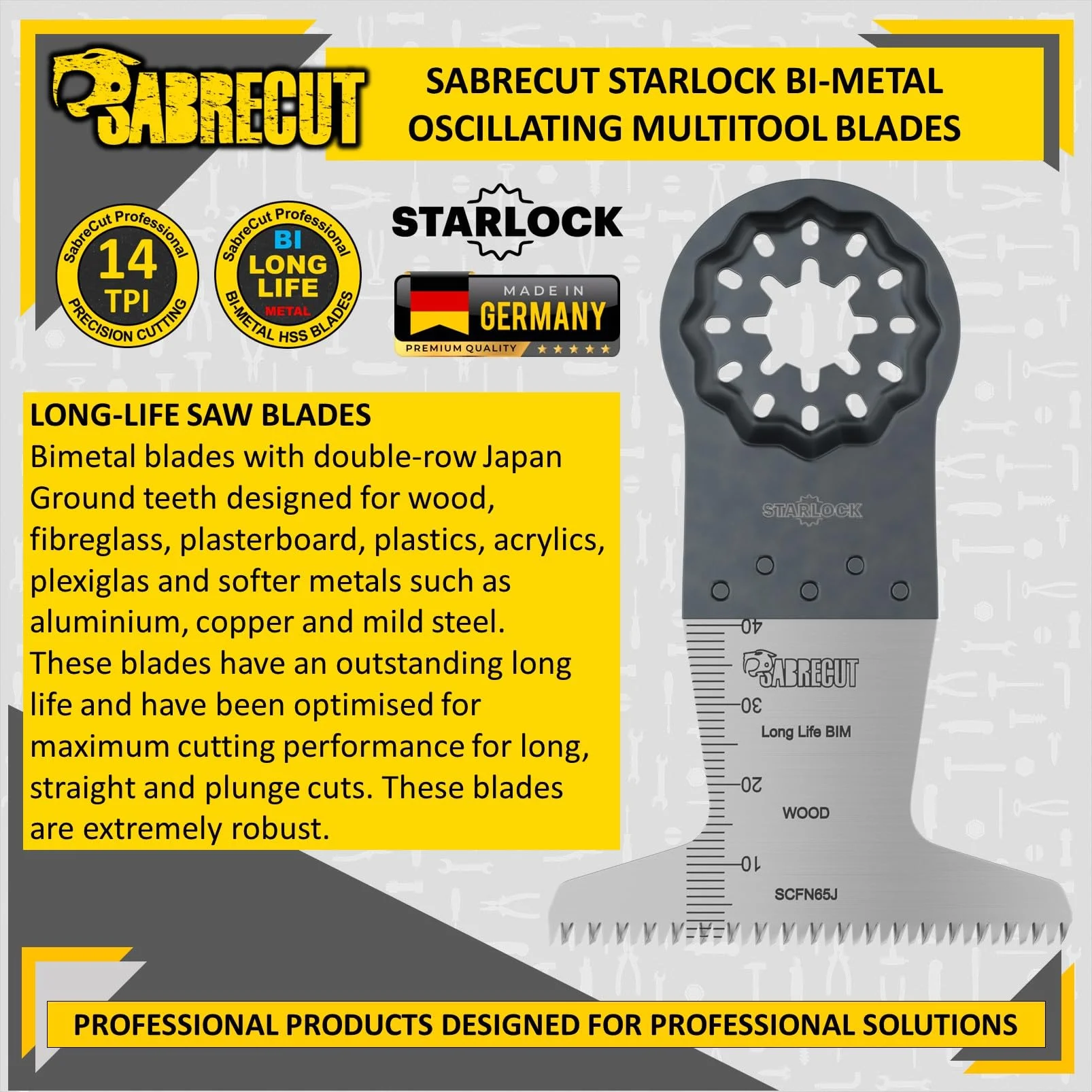 5 x SabreCut SCFNK5 Mix Bimetal (BIM) lame multiutensile a lunga durata compatibili con il sistema di montaggio multiutensile Bosch Fein Starlock/Starlock Plus e Starlock Max e accessori