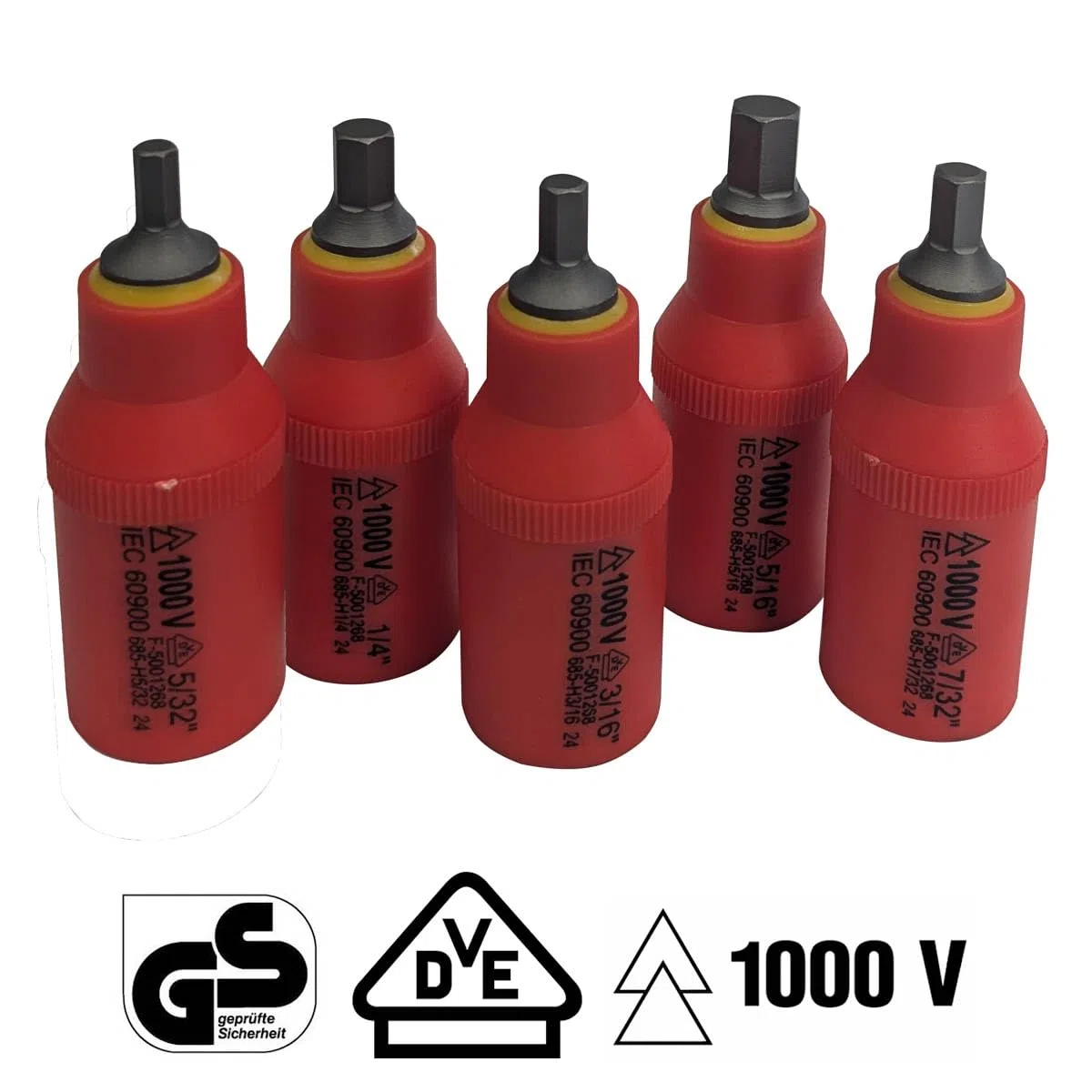 Set di chiavi a bussola SAE isolate da 1000 V, 20 pezzi da 3/8", 5 punte esagonali