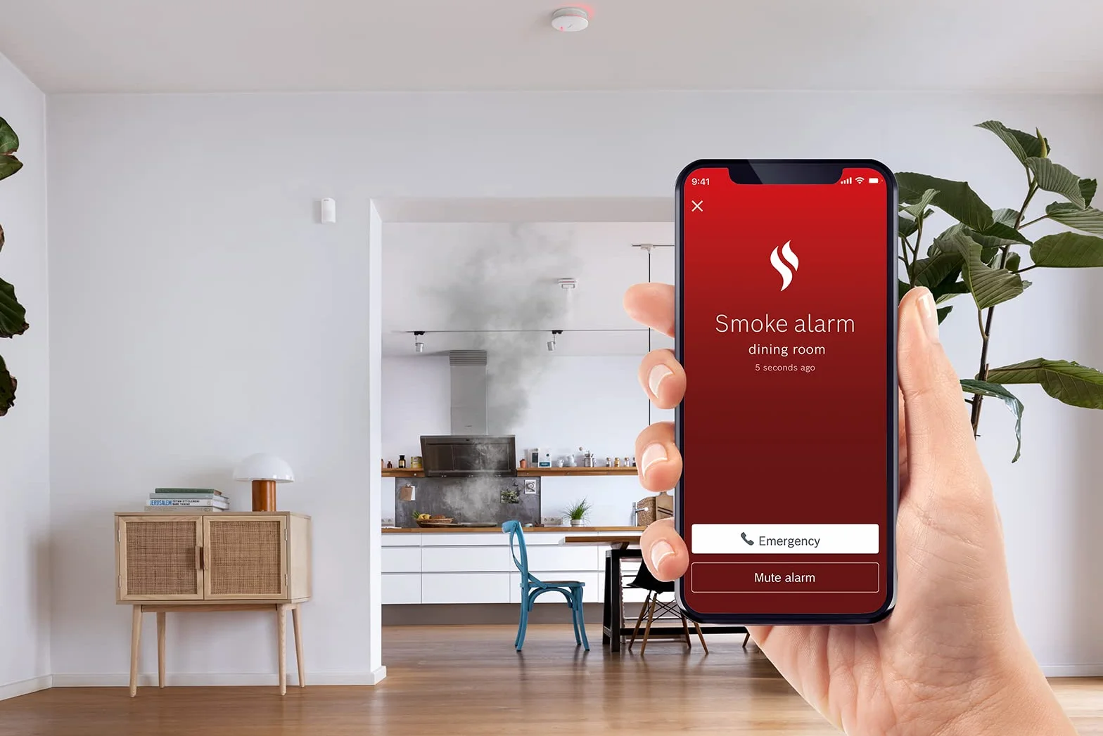 Rilevatore di fumo II Bosch Smart Home, con funzionamento tramite app, compatibile con Apple HomeKit