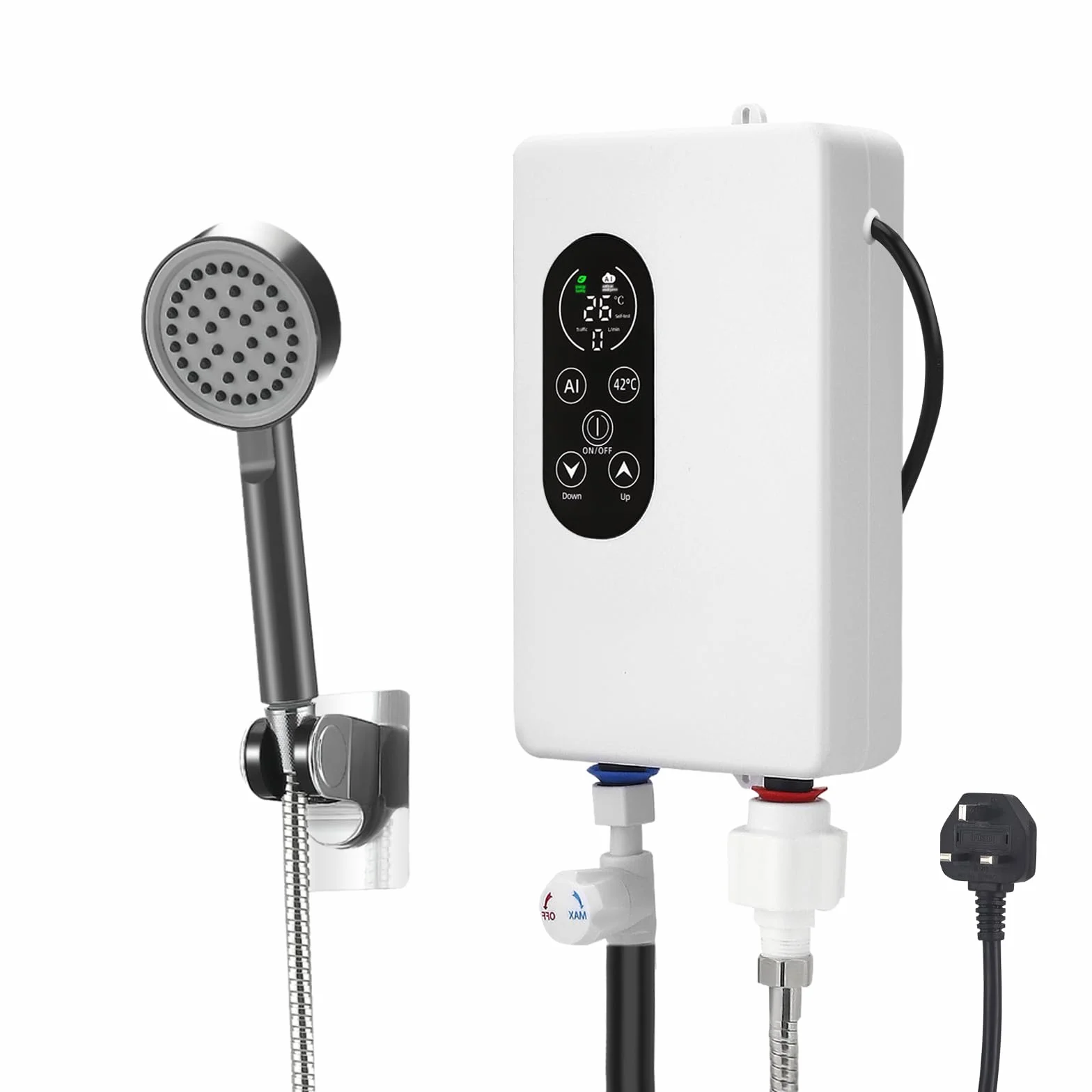 Scaldabagno elettrico, 5500 W, 220 V, indicatore della temperatura, unità integrata, controllo intelligente, mini scaldabagno, adatto per doccia e bagno