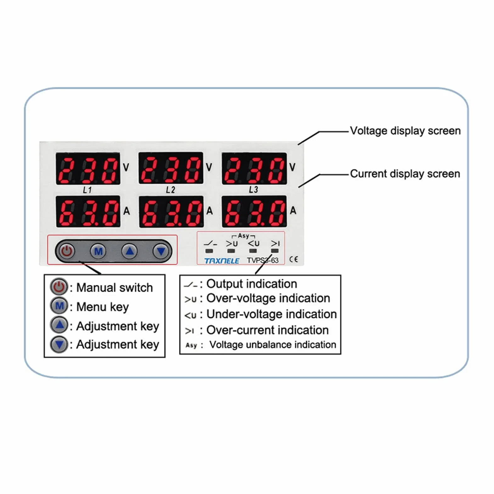 Contatore elettrico a 3 fasi, AC390 – 500 V, amperometro e voltmetro digitale, contatore di corrente alternata regolabile, multimetro DIN, guida DIN automatica, sovratensione, protezione