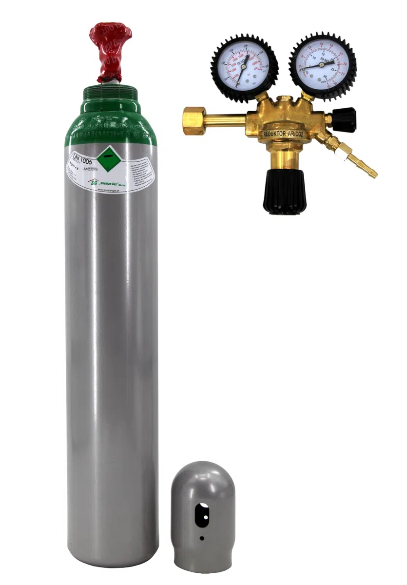 Bombola del gas Argon (100%), gas per saldatura, 8 litri, TIG/WIG MIG, con riduttore grande
