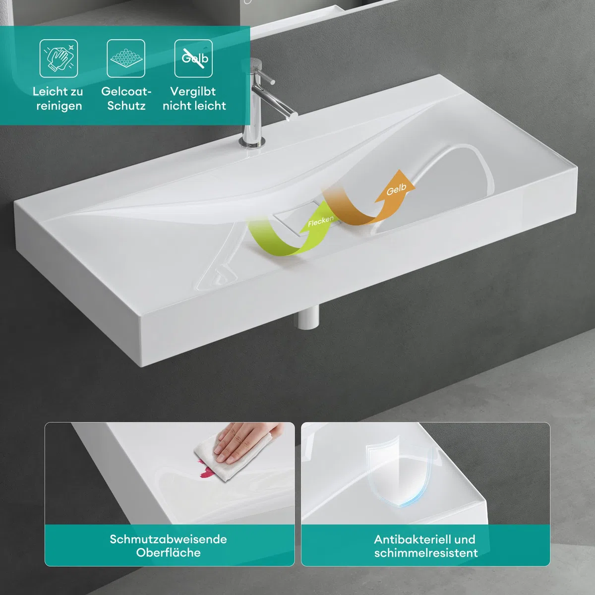Mai & Mai Lavabo da Appoggio 120x48x10cm,Lavabo Bagno Sospeso Lavandino Bagno Rettangolare Colossum810 da Marmo Fuso