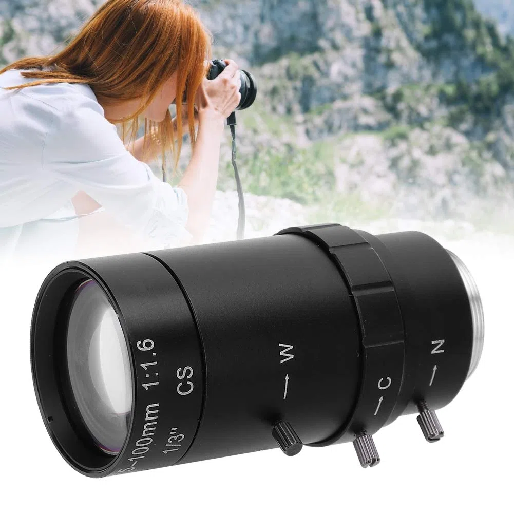 Obiettivo CCTV da 5-100 mm, obiettivo CCTV con zoom 1.3MP Attacco CS Apertura manuale Obiettivo HD in lega di alluminio per telecamera di sicurezza CCTV Bassa distorsione Alta compatibilità