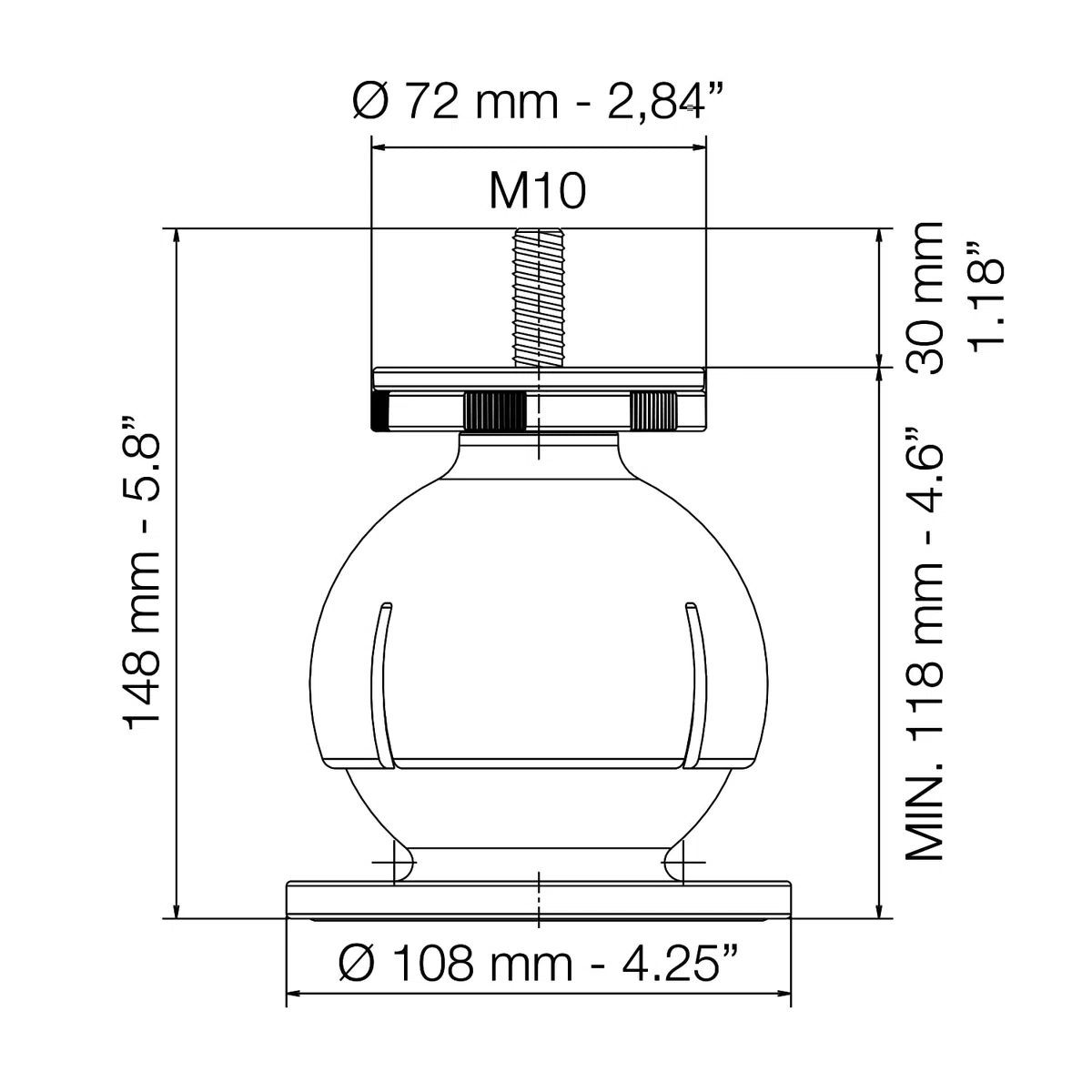 Errecom Mini Steady, Supporto a Pavimento Regolabile per Unità Esterne Climatizzatori e Pompe di Calore, RAL 9004 - Nero, confezione da 4 supporti